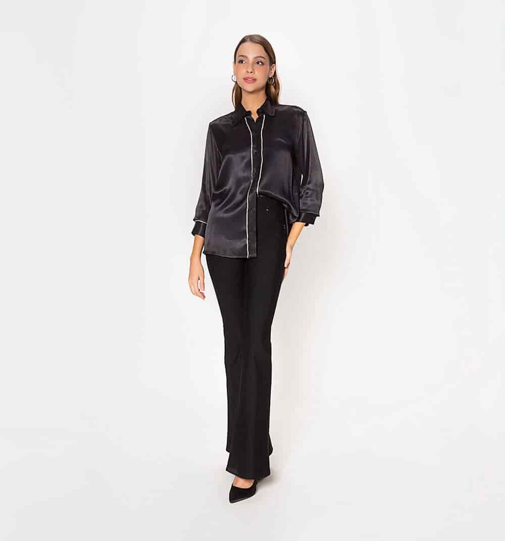 Blusa camisera manga larga con decoracio - miniatura 1