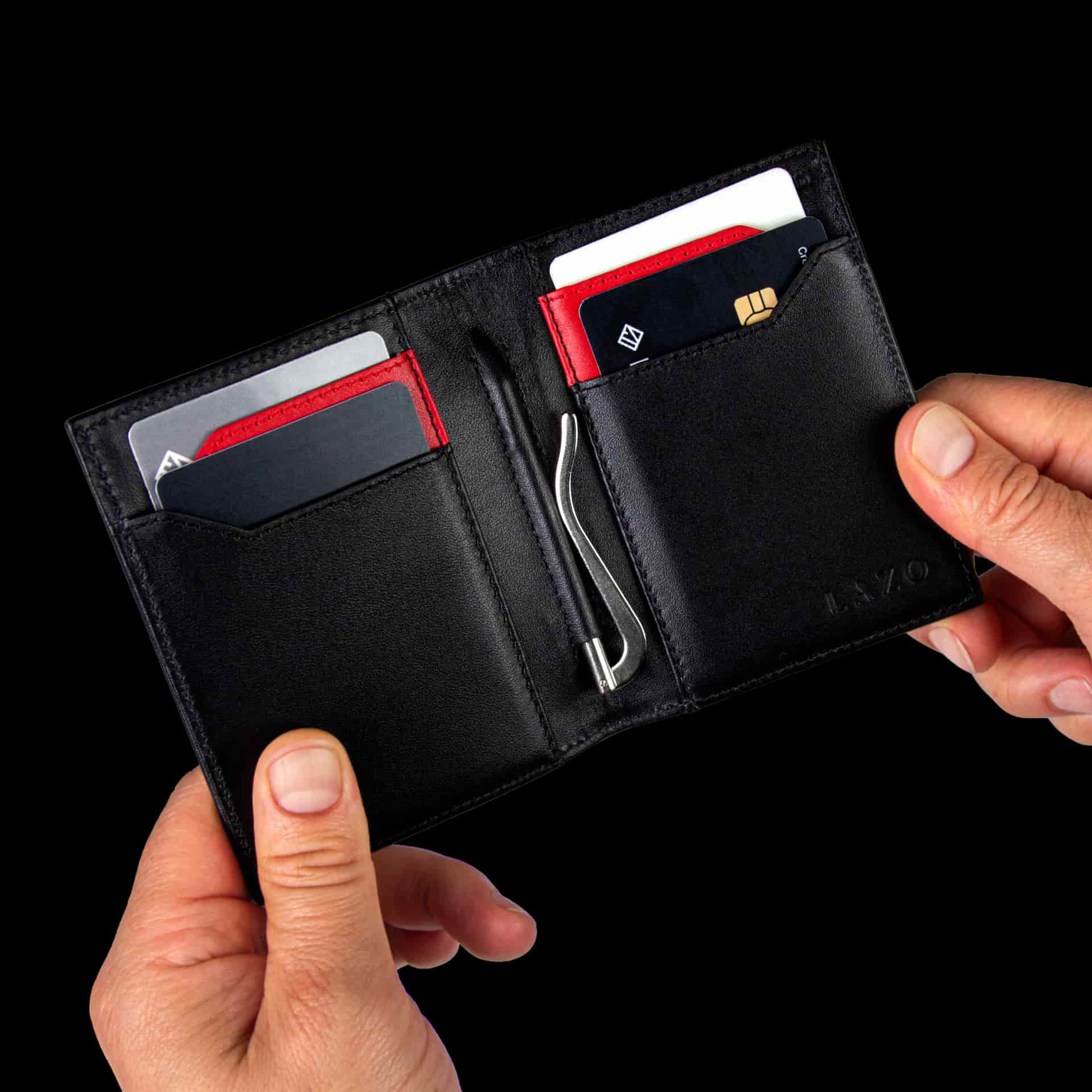 Billetera Compact con Clip (Carbono-Negra-Roja) — Con Grabado de Iniciales - miniatura 5