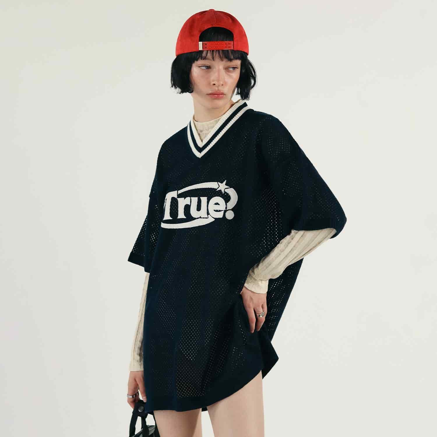 Oversized Knitted Jersey - Navy Blue - miniatura 6
