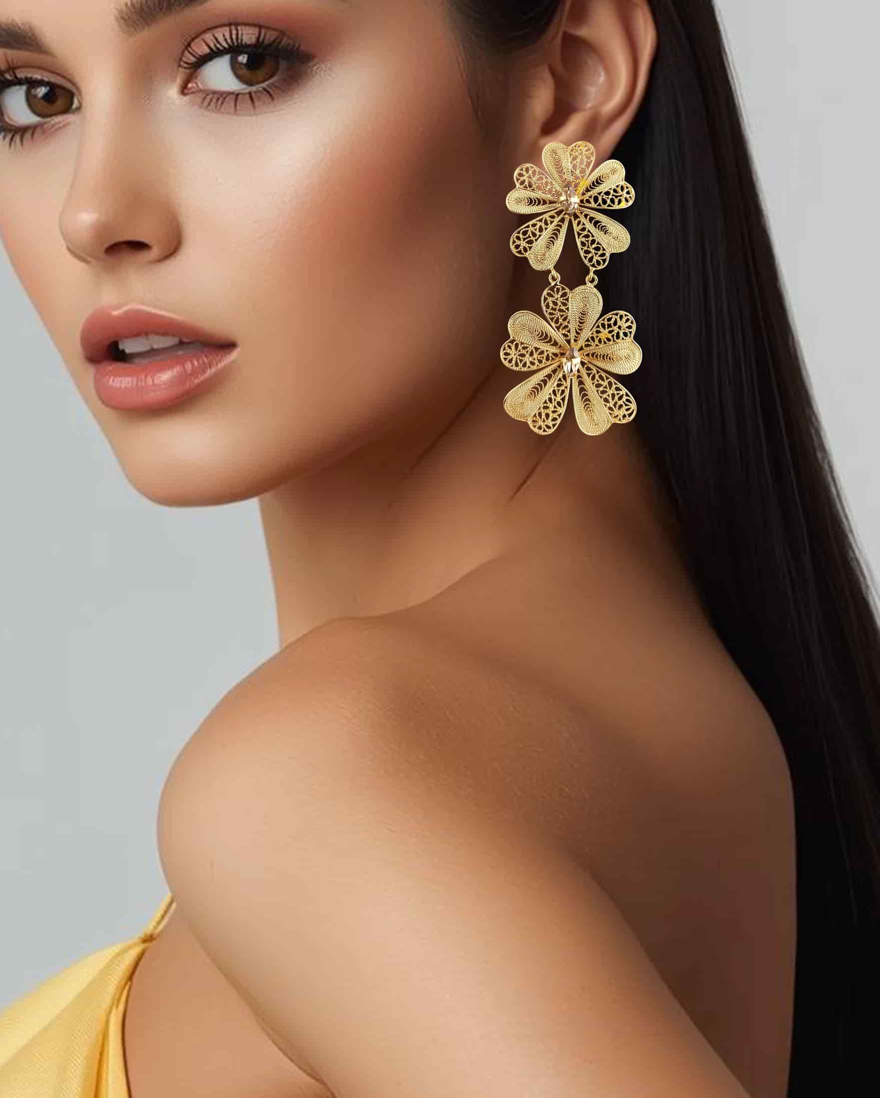 Aretes doble flor Chiara - miniatura 2