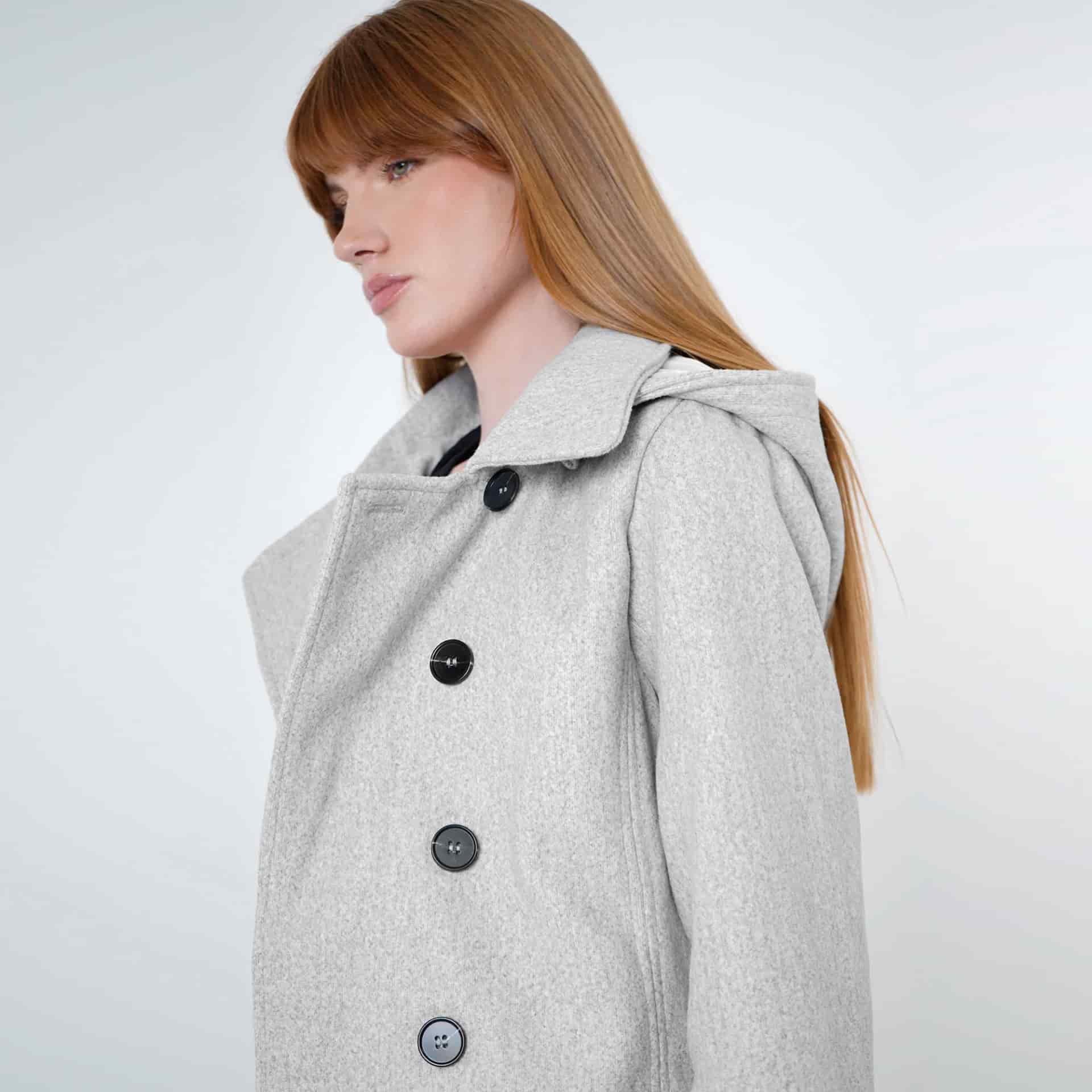 Chaqueta abrigo trench cruzado cuello solapa con capucha - miniatura 17