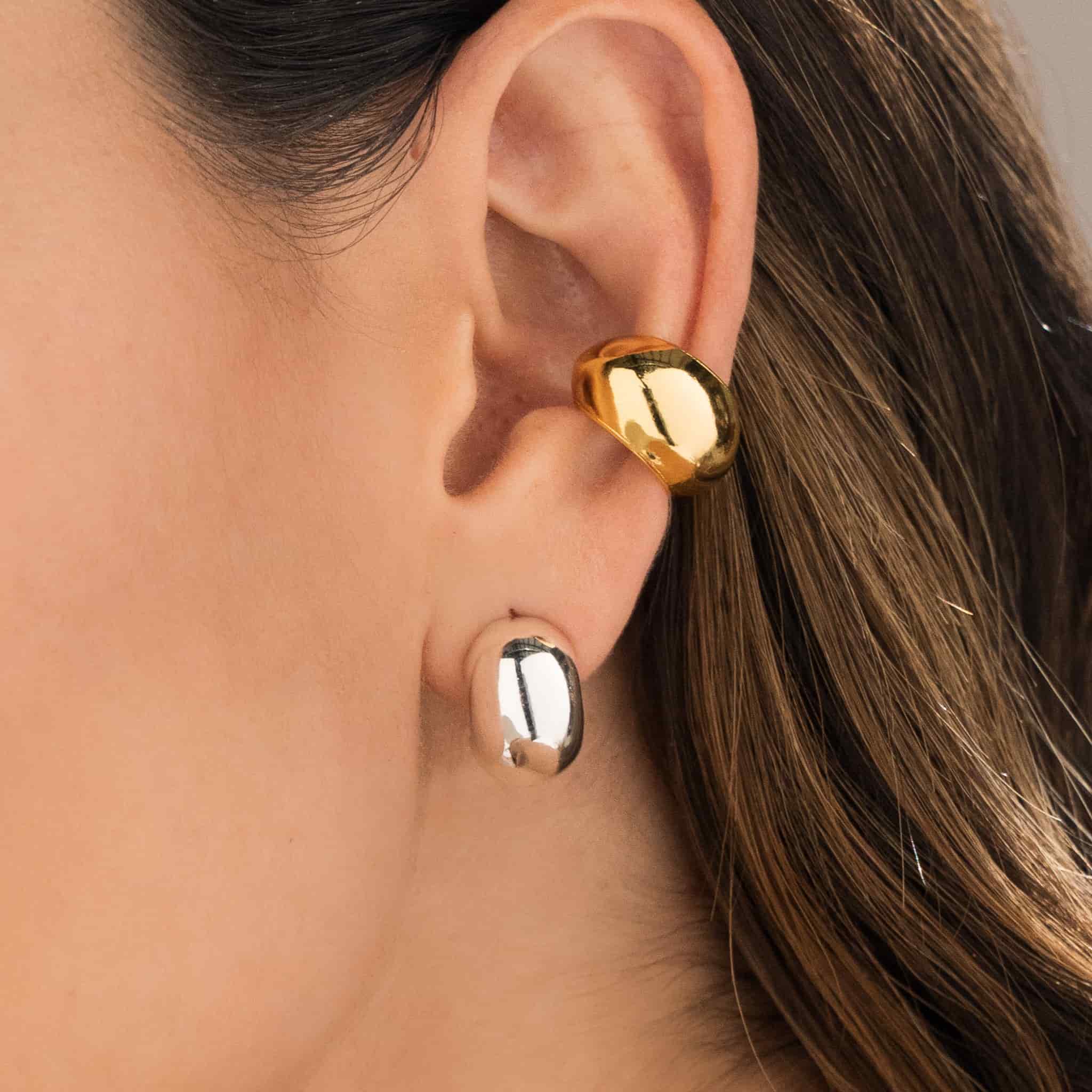 Set De 1 Par De Candongas + 1 Earcuff Oro - miniatura 1
