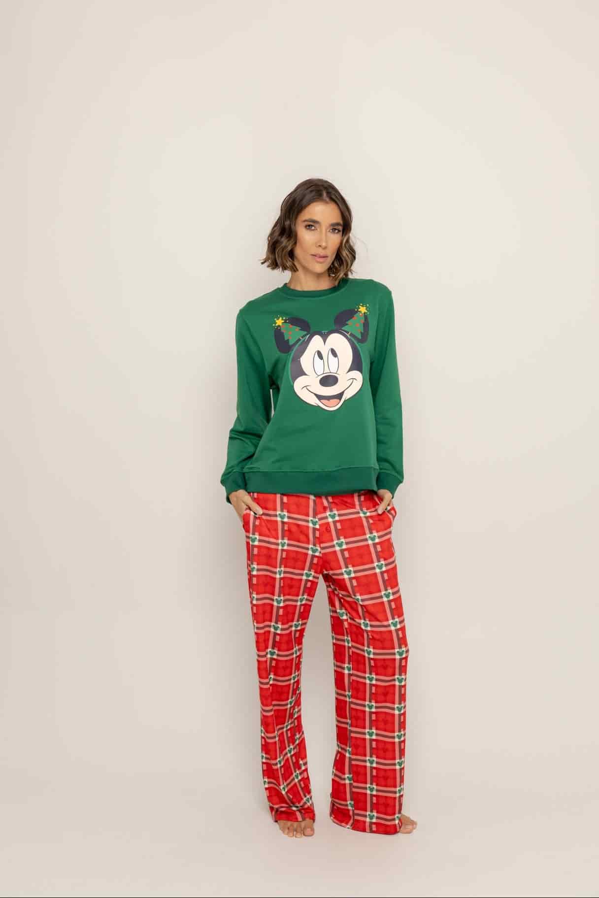 Conjunto Pantalón Crewneck Verde Navidad Mickey - miniatura 2