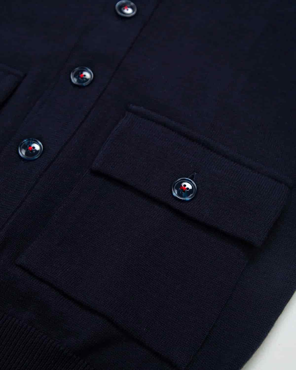 Chaqueta Punto Botón Contraste Algodón Azul Oscuro - miniatura 3