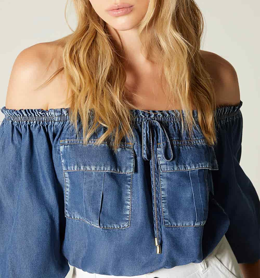 Blusa escote bandeja con bolsillos - miniatura 7