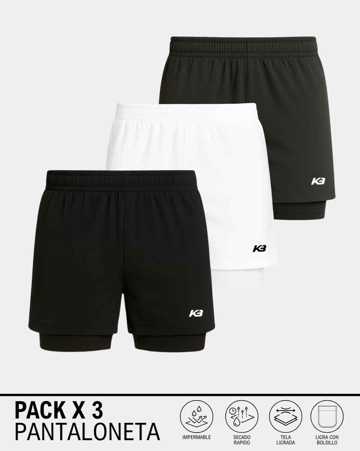 PACK X3 Pantaloneta con Licra Ref 103 | KBMEN RF.365 - miniatura 2