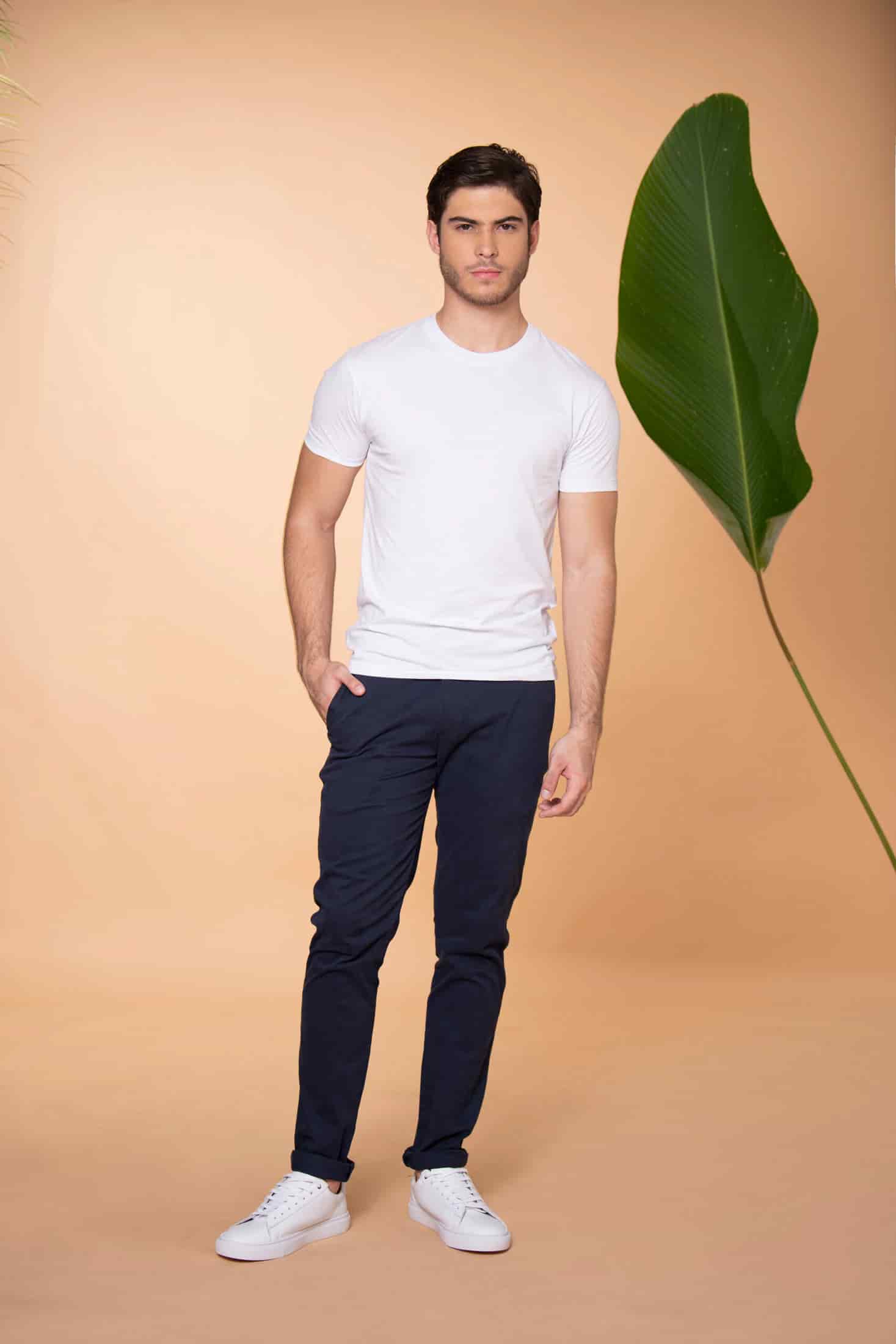 Pantalón Slim Fit Mezcla Algodón Azul Navy - miniatura 2