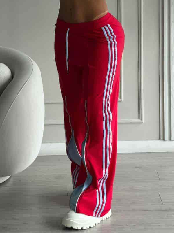 PANTALON ROJO RAYAS CON AZUL - miniatura 1