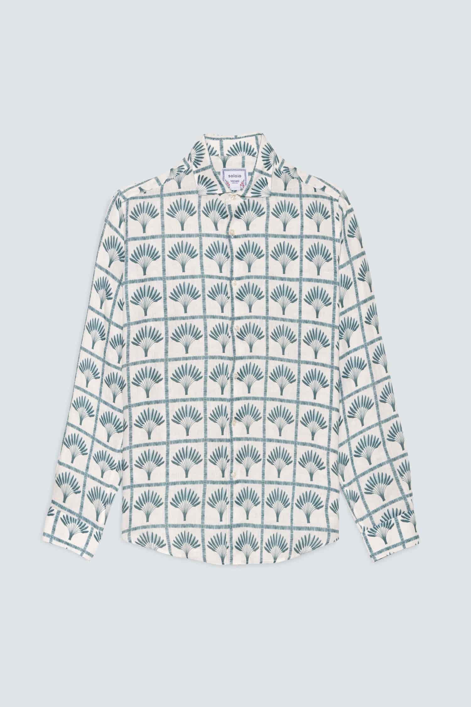 Men's linen shirt navy palmar - miniatura 1