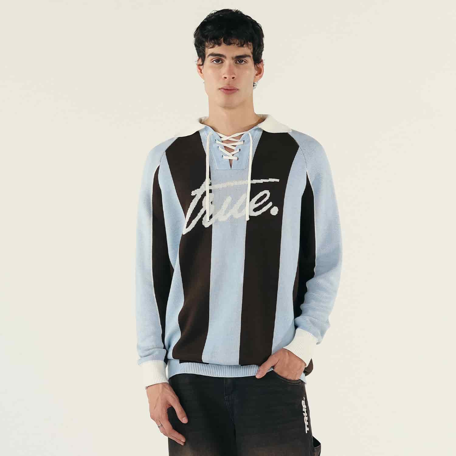 Striped Knit Polo - Blue - miniatura 2