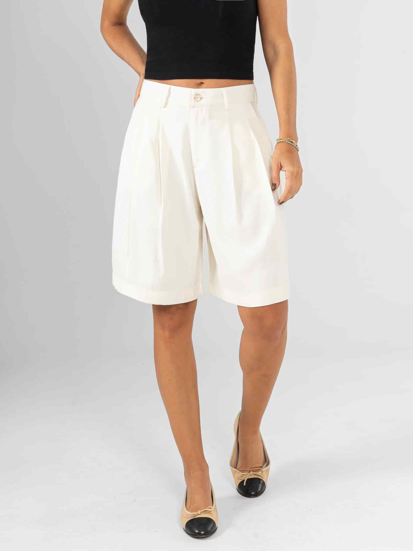 Ref: 0620457 Bermuda, prenses, tejido plano liviano, tiro alto, tono ivory. - miniatura 3