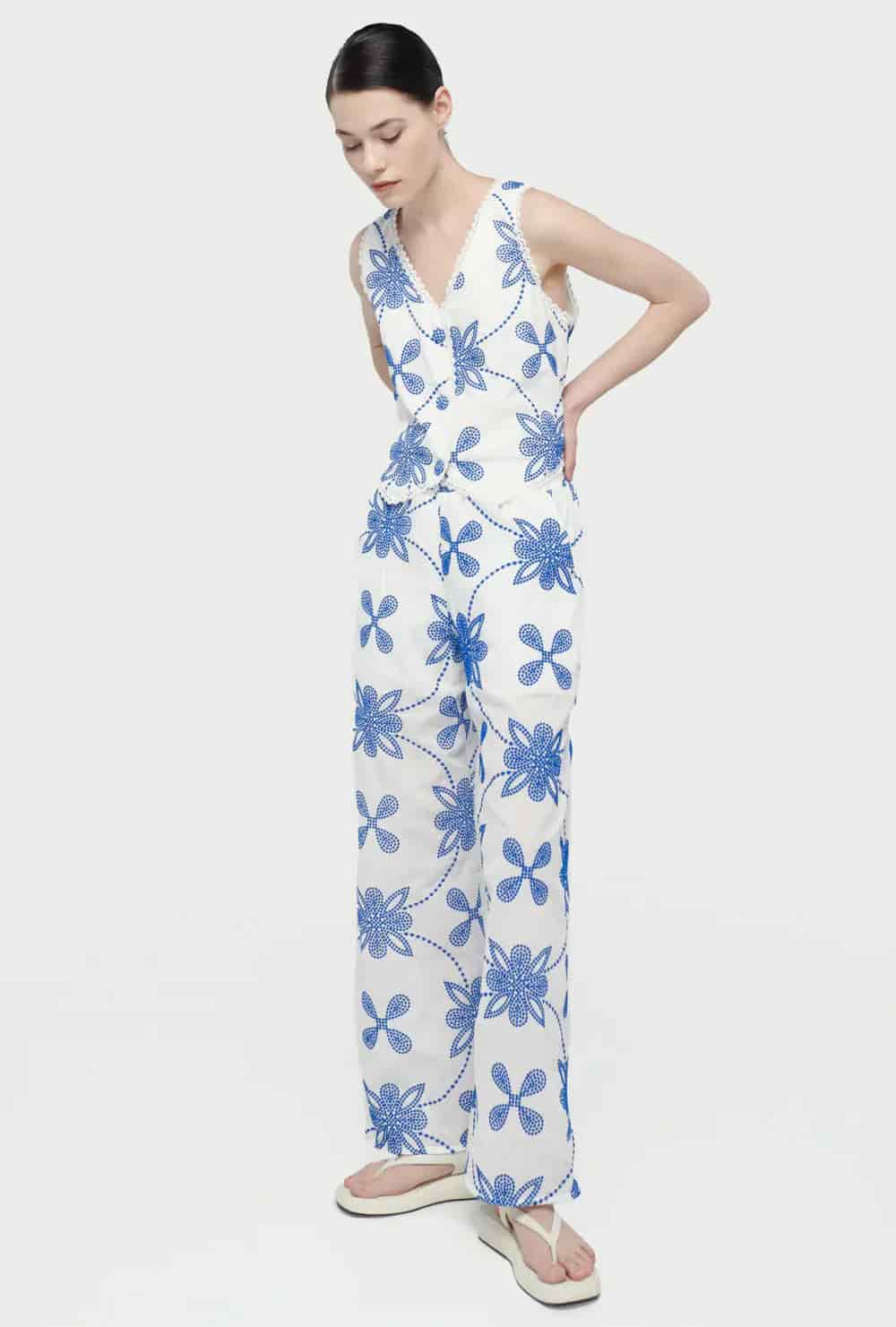 DAPHNE PANTS WHITE/BLUE - miniatura 2