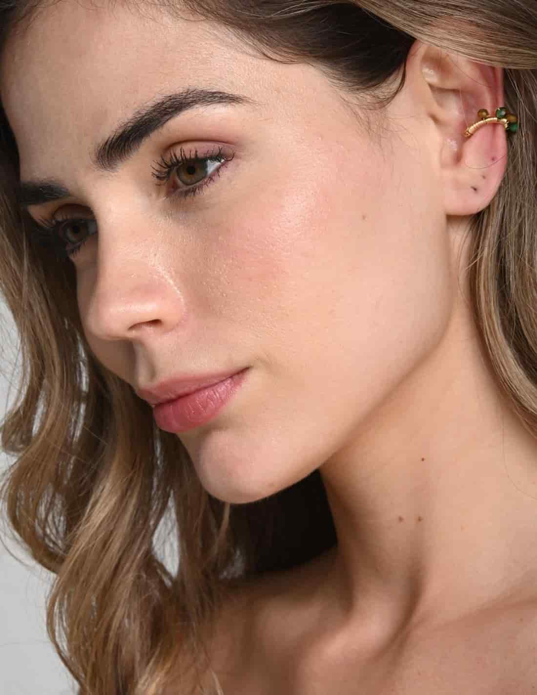 Ear Cuff Jazmin Emerald Green + Golden - miniatura 2