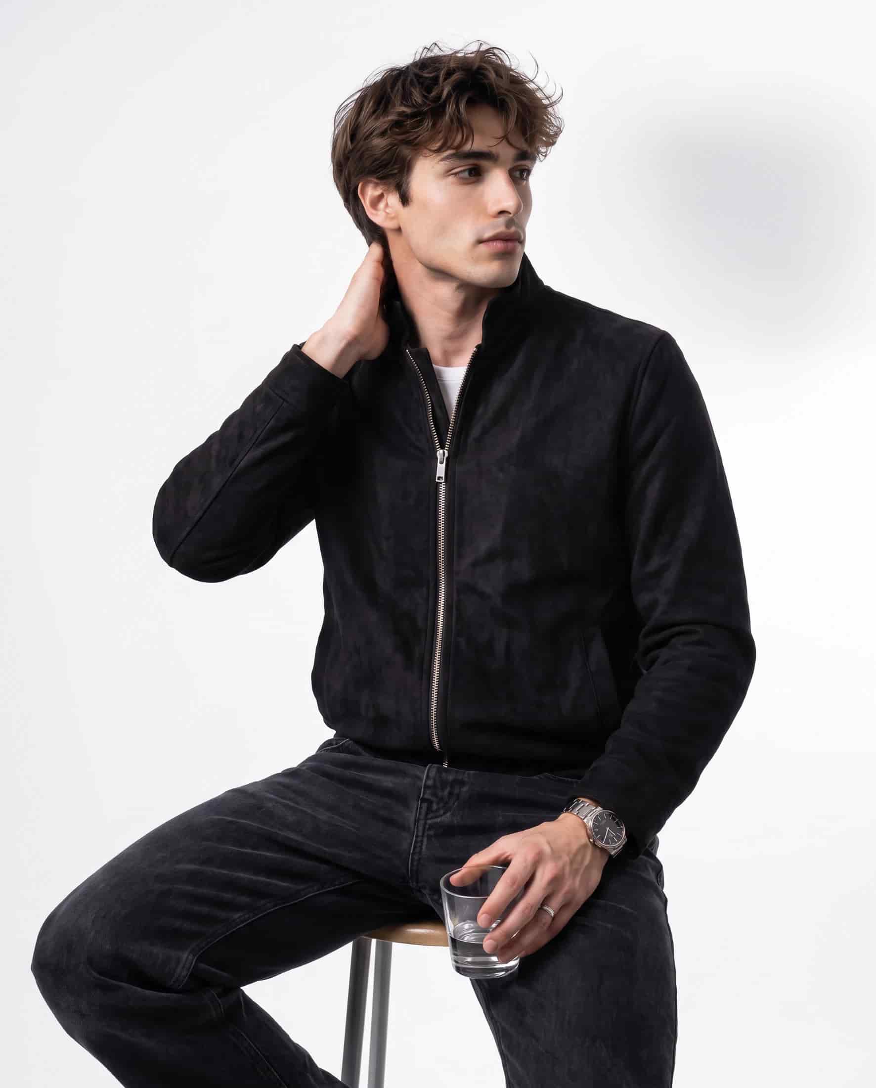 Chaqueta Cambridge Gamuza Negra Hombre - miniatura 3