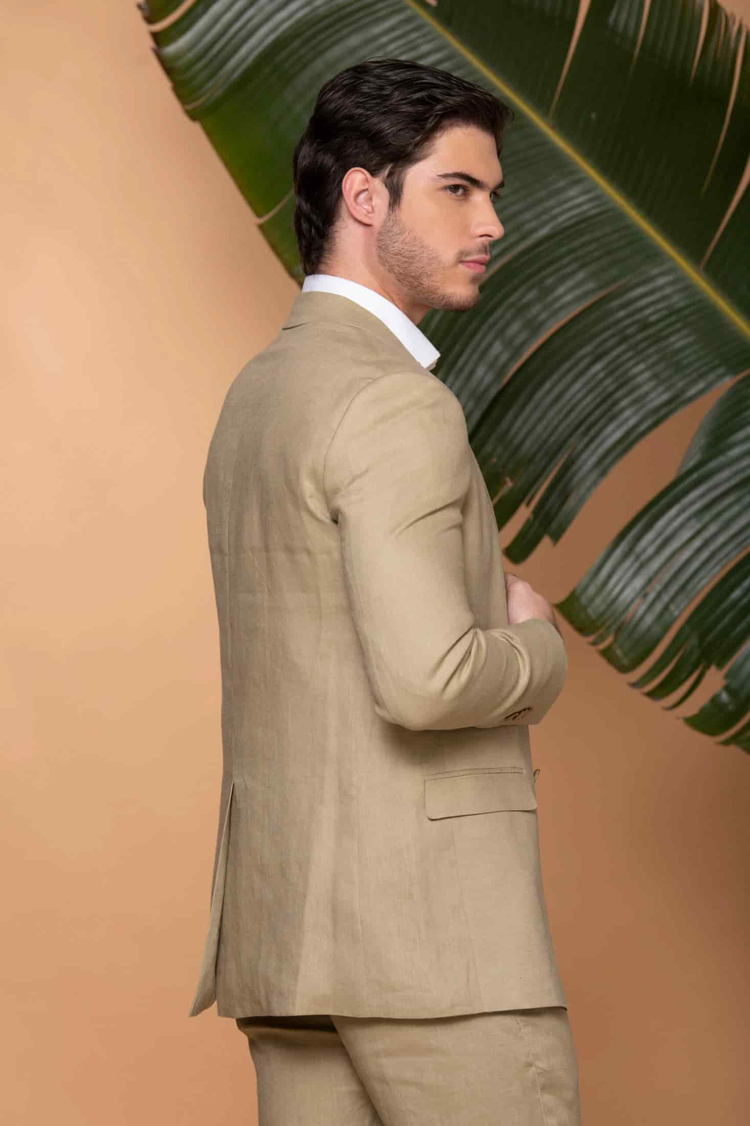 Traje Slim Fit 100% Lino Verde Aloe - miniatura 9