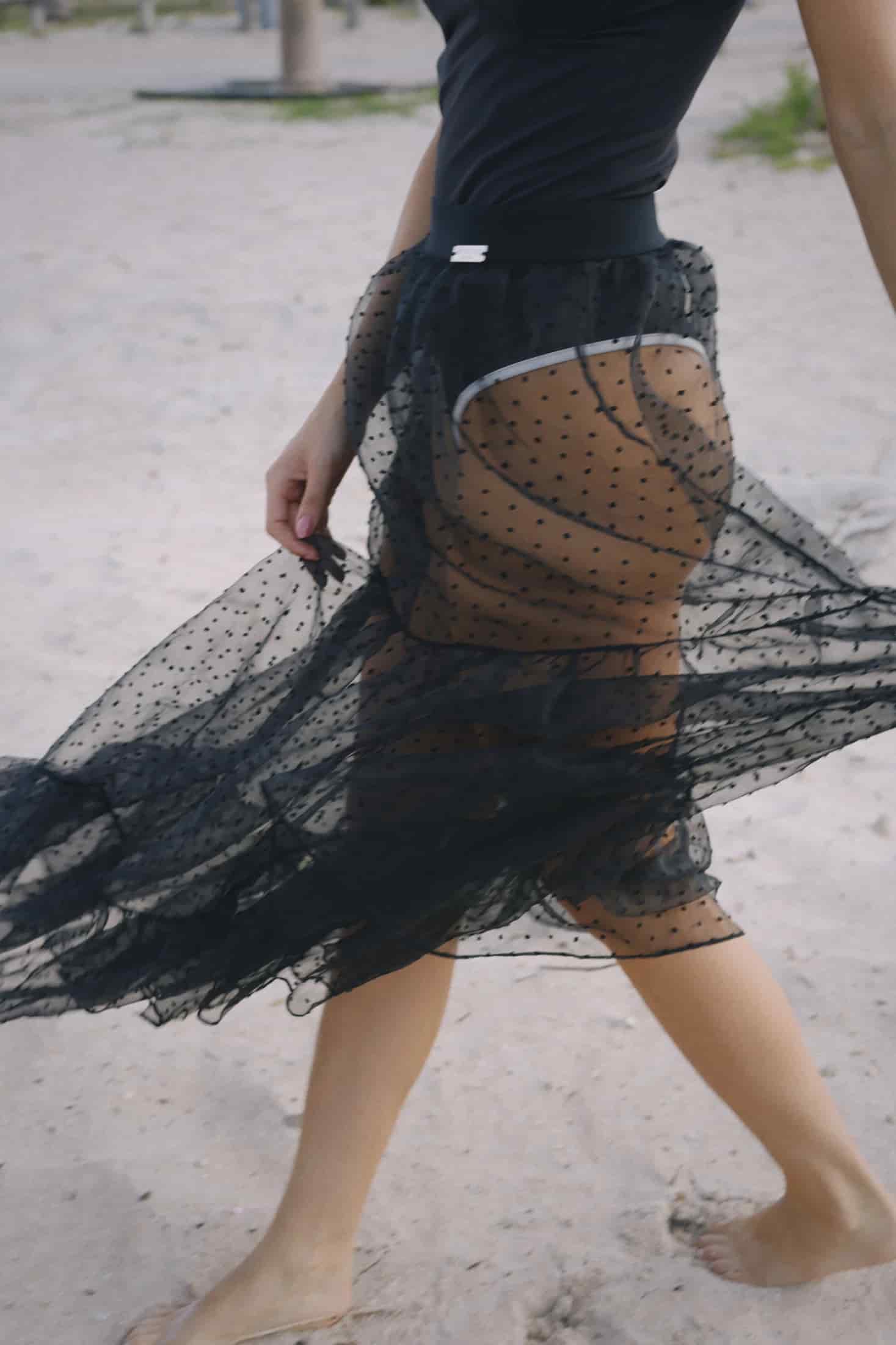 TULLE DOT SKIRT BLACK - miniatura 3