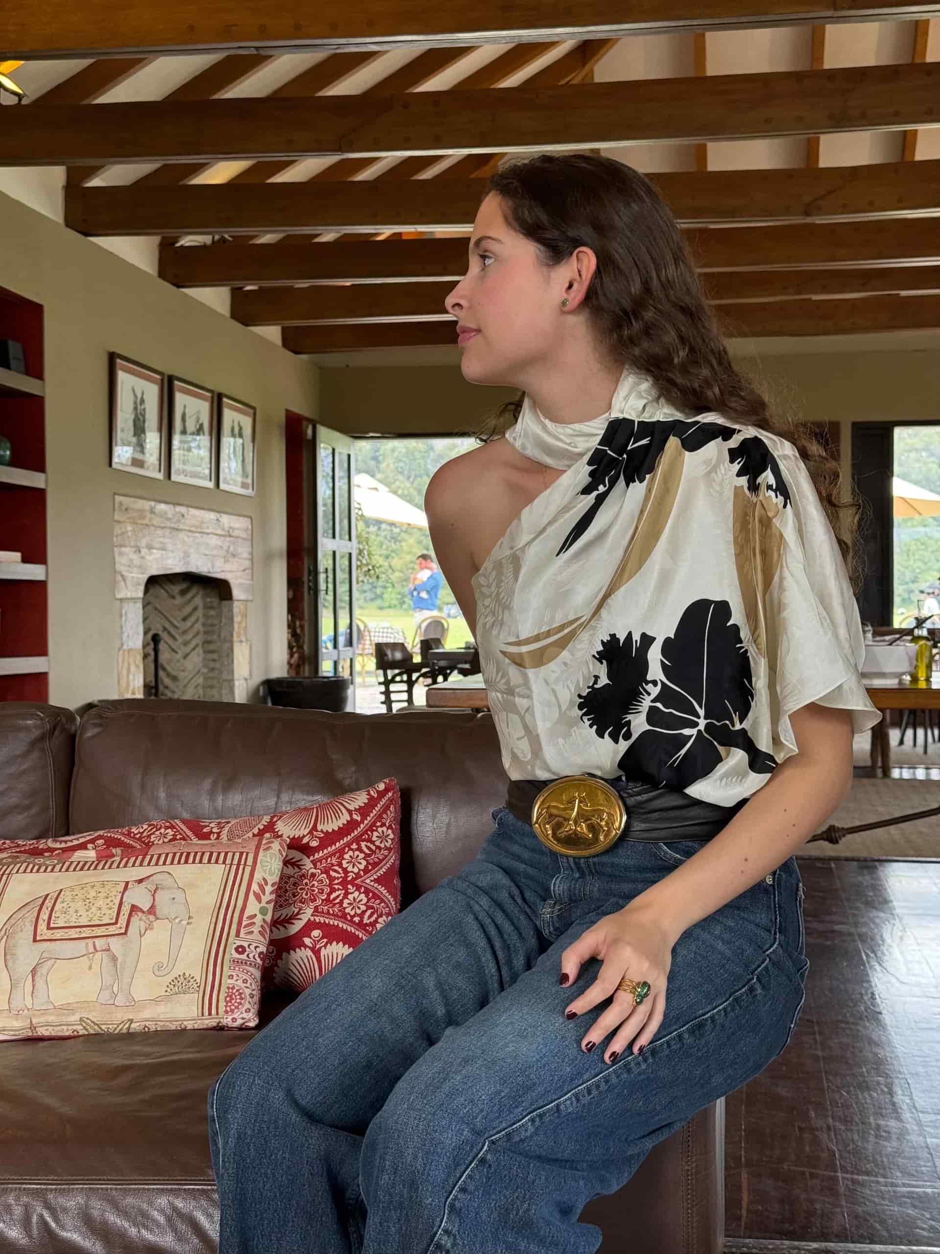 Chiminango Silk Jacquard Blouse / Black Orchids - miniatura 3