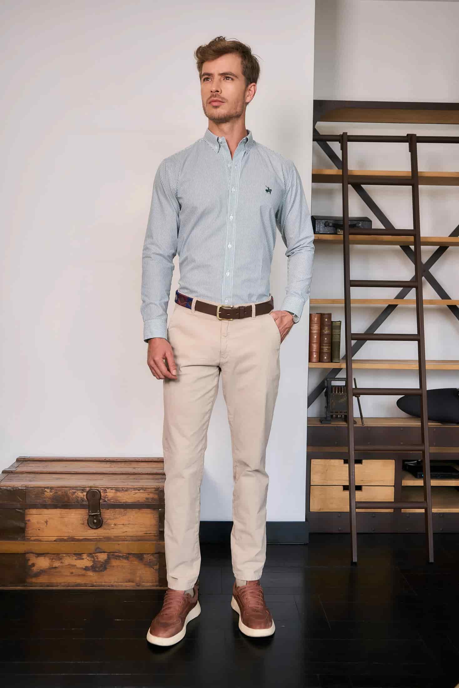 Camisa Hombre Rayas verdes - miniatura 4