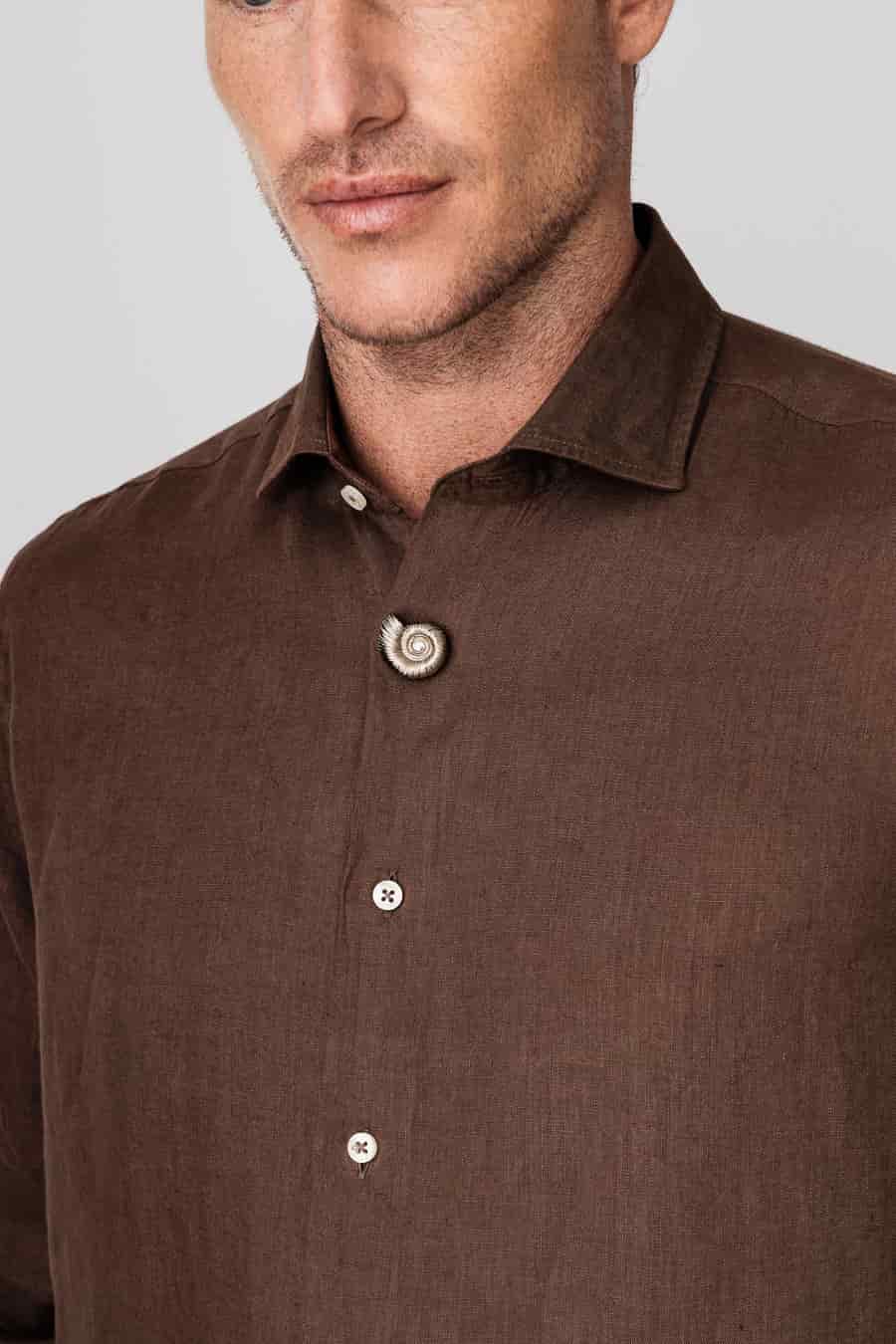 Men's linen shirt deeptaupe - miniatura 7