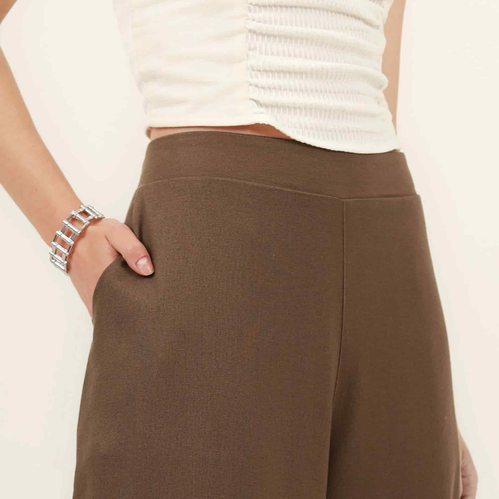 Pantalón palazzo bota ancha con elastico en cintura - miniatura 10