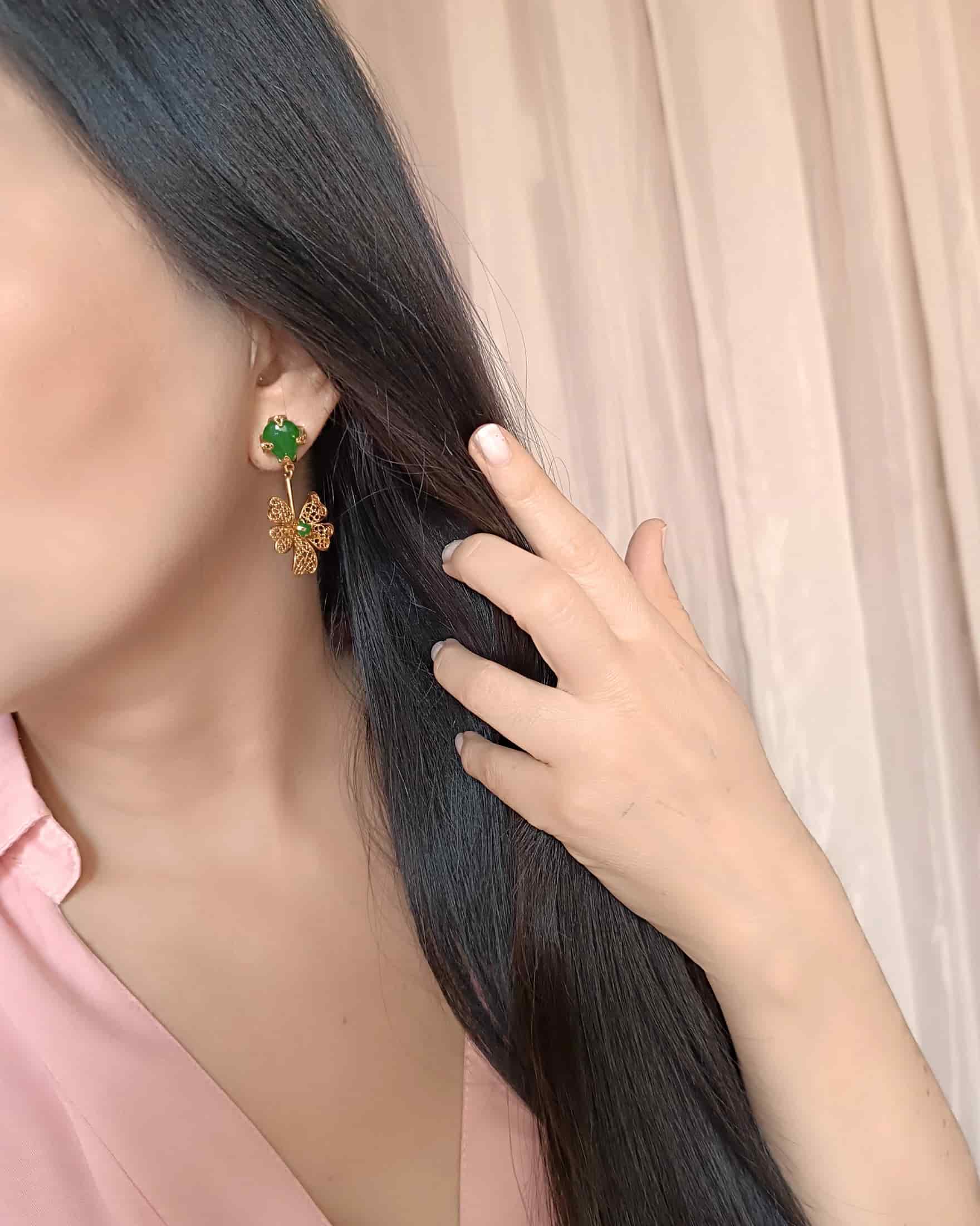 Aretes filigrana Alegría con jade - miniatura 4