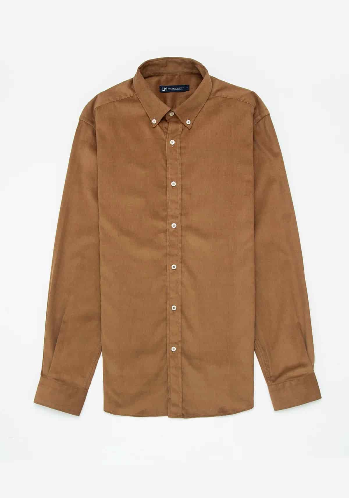Camisa Micropana Botón Contraste Algodón Caramelo - miniatura 1