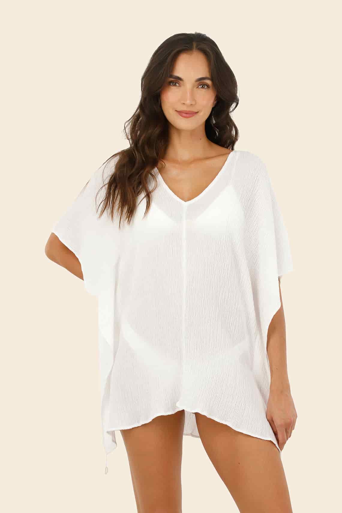 Textured White Amara Kaftan - miniatura 1