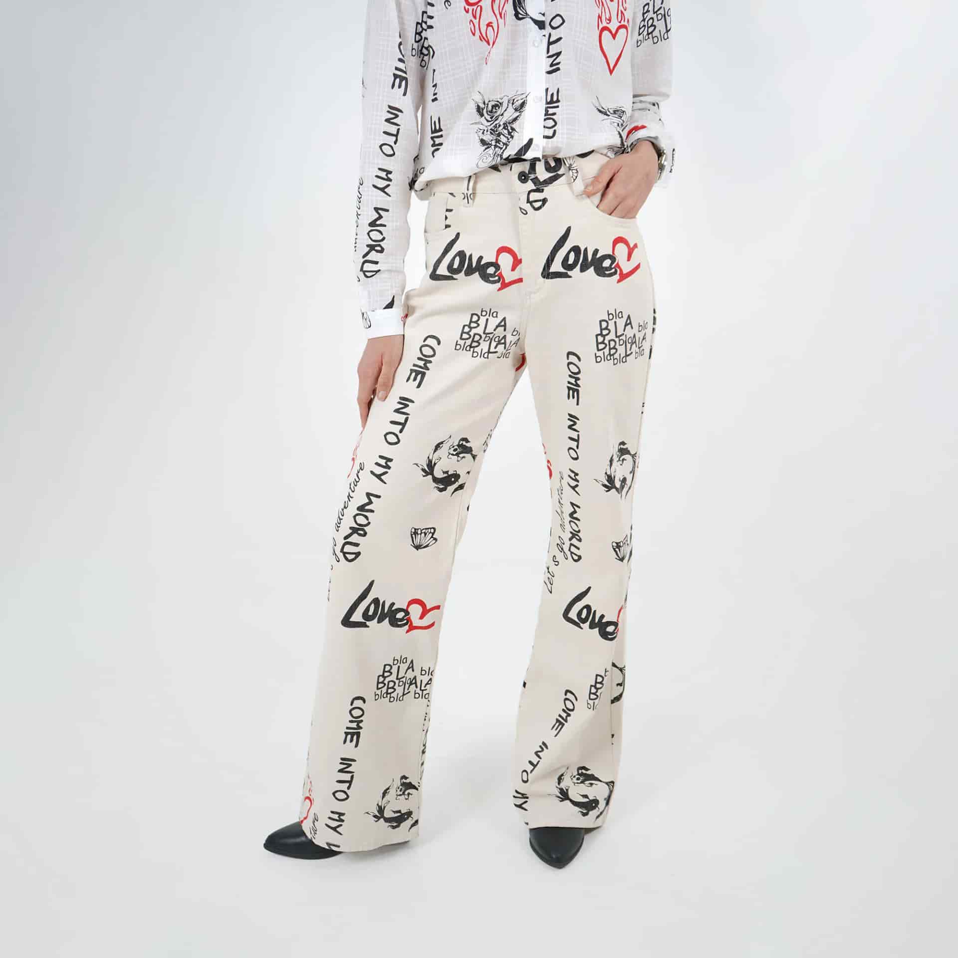 Pantalón estampado textos bota recta - miniatura 3