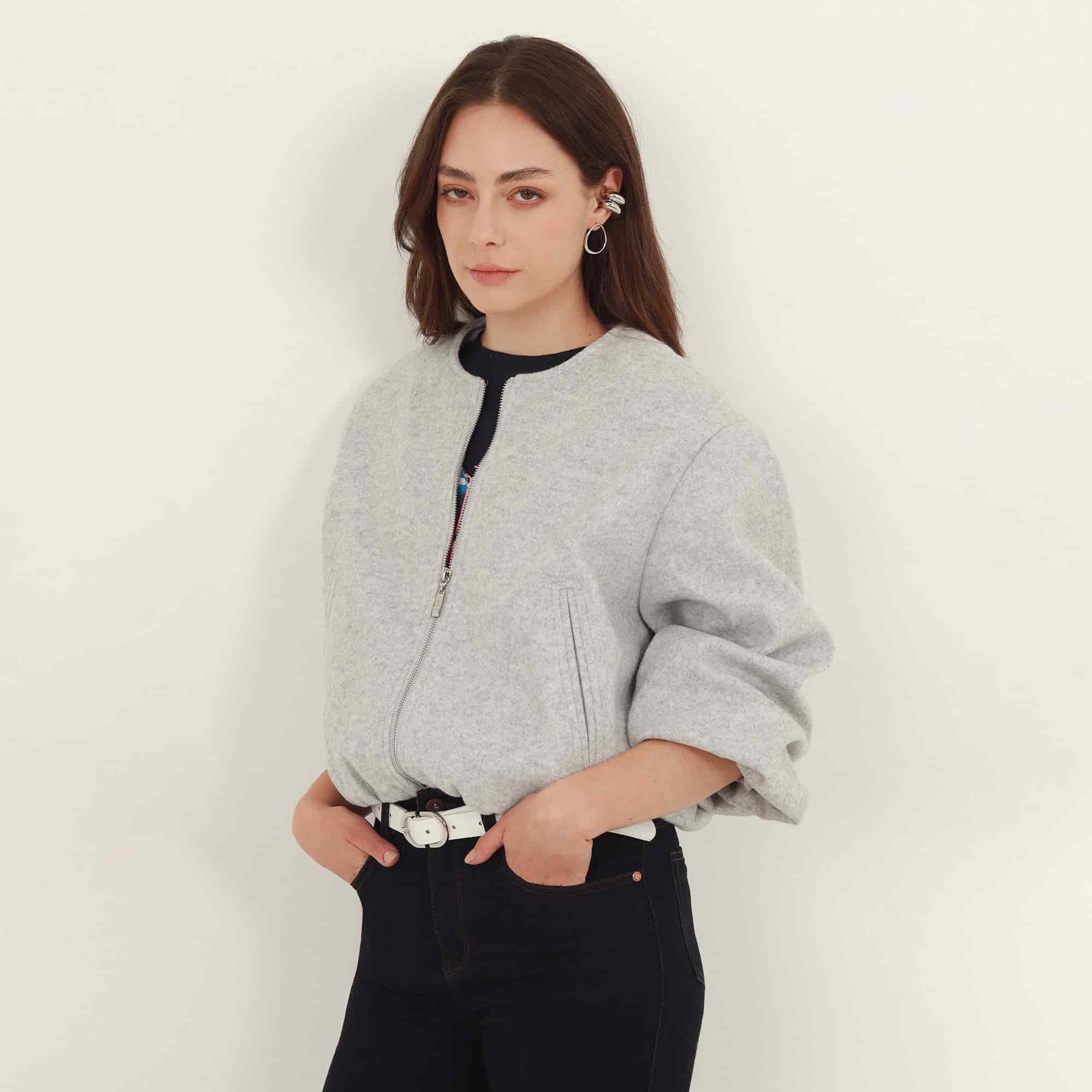 Chaqueta bomber cuello redondo - miniatura 1