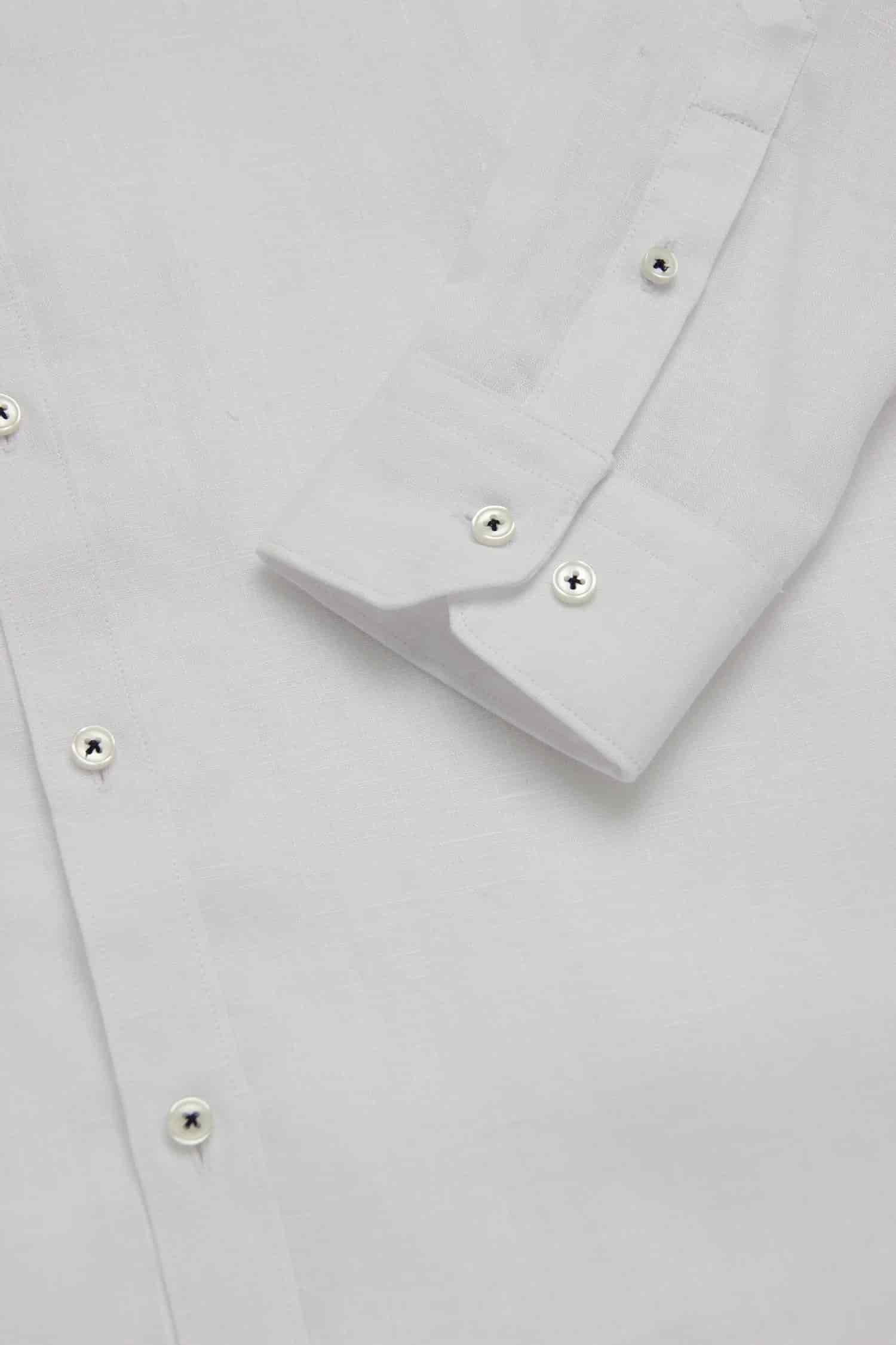 Camisa Cuello Mao Lino Blanco - miniatura 3