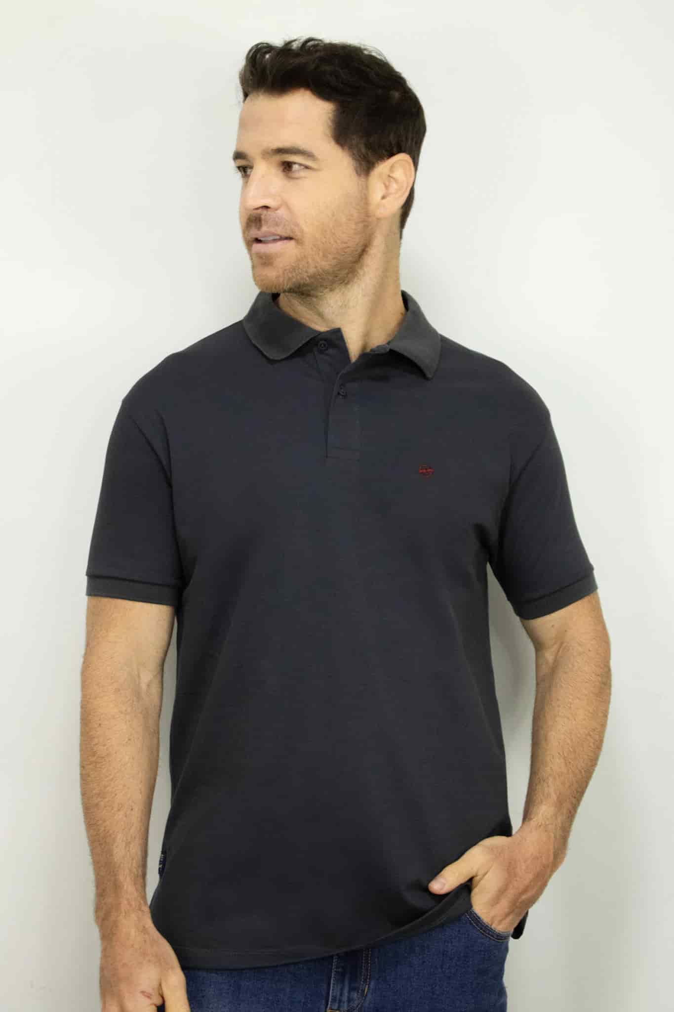 Camiseta Polo Manga Corta Gris Para Hombre - miniatura 1