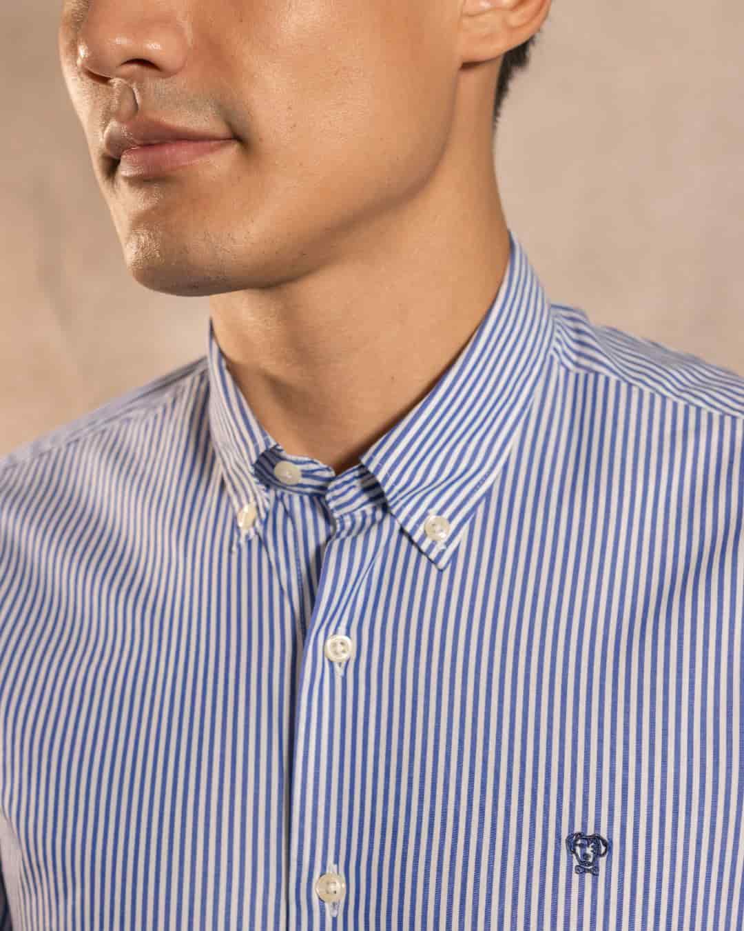 Camisa Antimanchas Popelina Rayas Azul Oscuro - miniatura 2