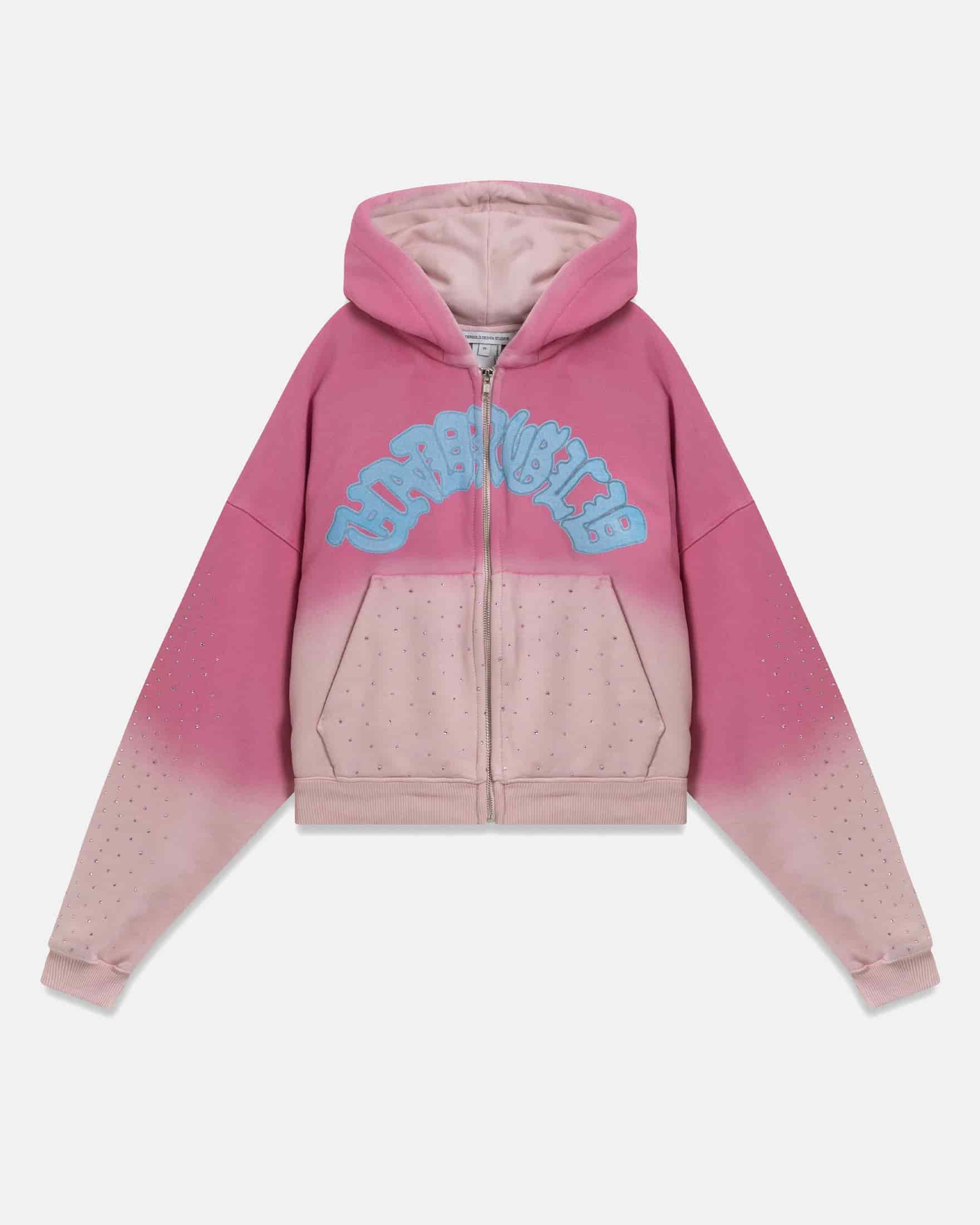 W Holy State UNDRGLD Zip Up Boxy Fit Hoodie Faded Pink - miniatura 1