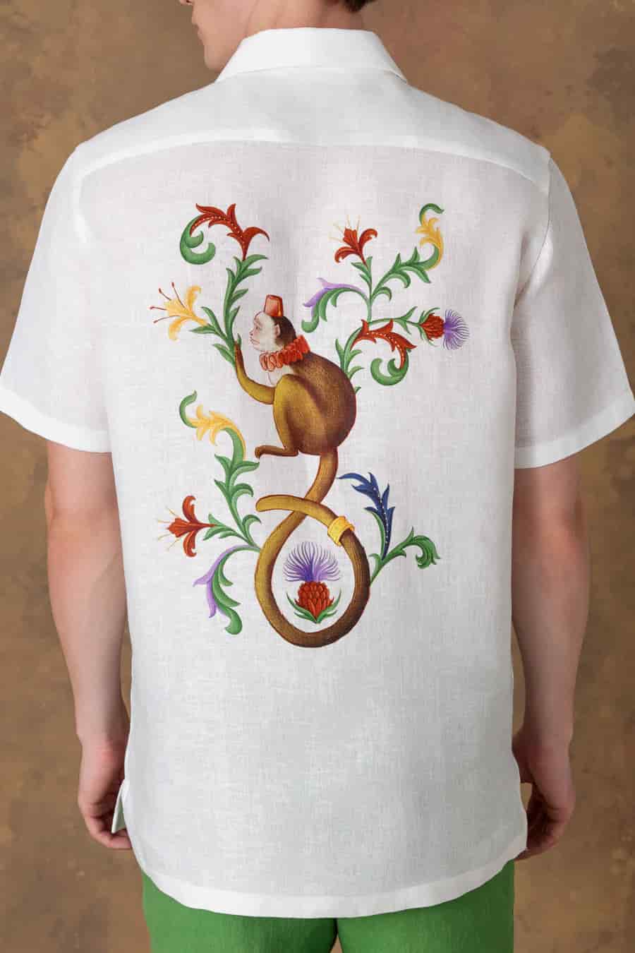 Men's linen shirt bowling satyr white - miniatura 9