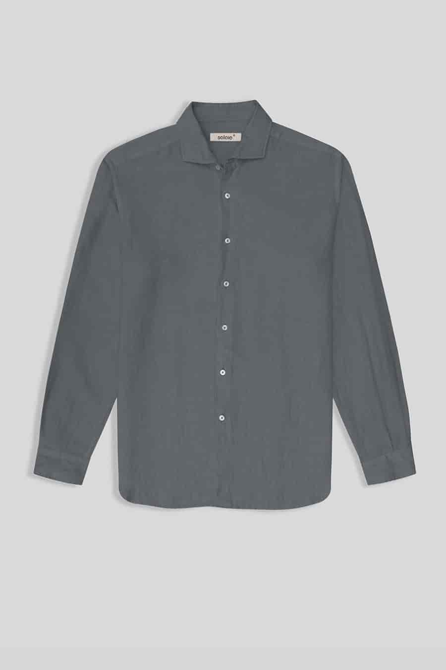 Men's linen shirt smoke basic - miniatura 1