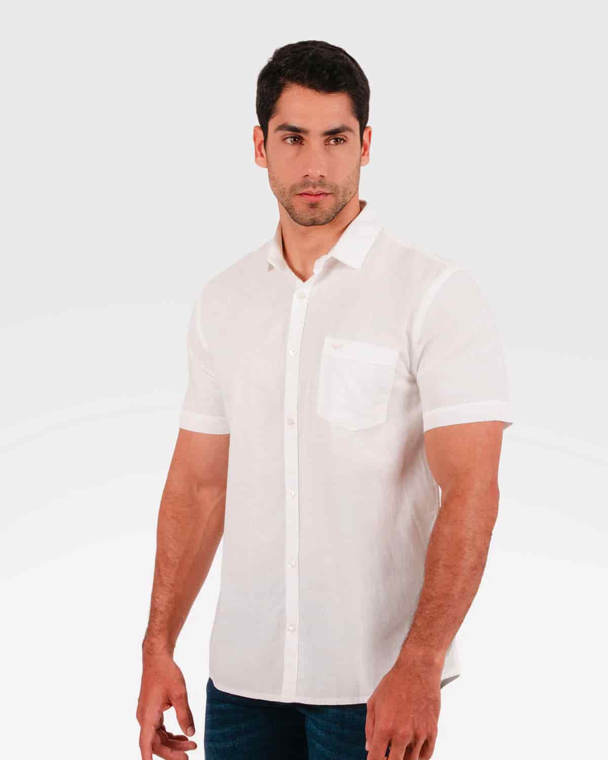 Camisa blanca manga corta para hombre - miniatura 35