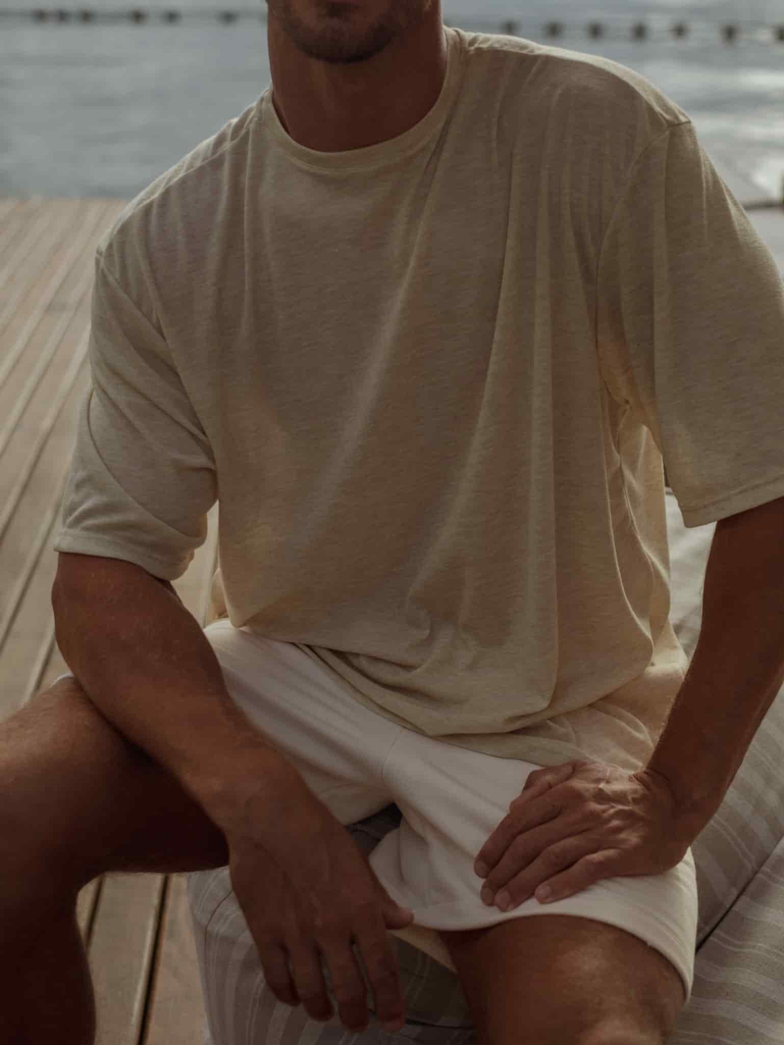 MEN COTTON MINIMAL SHORT - SEA SALT - miniatura 3