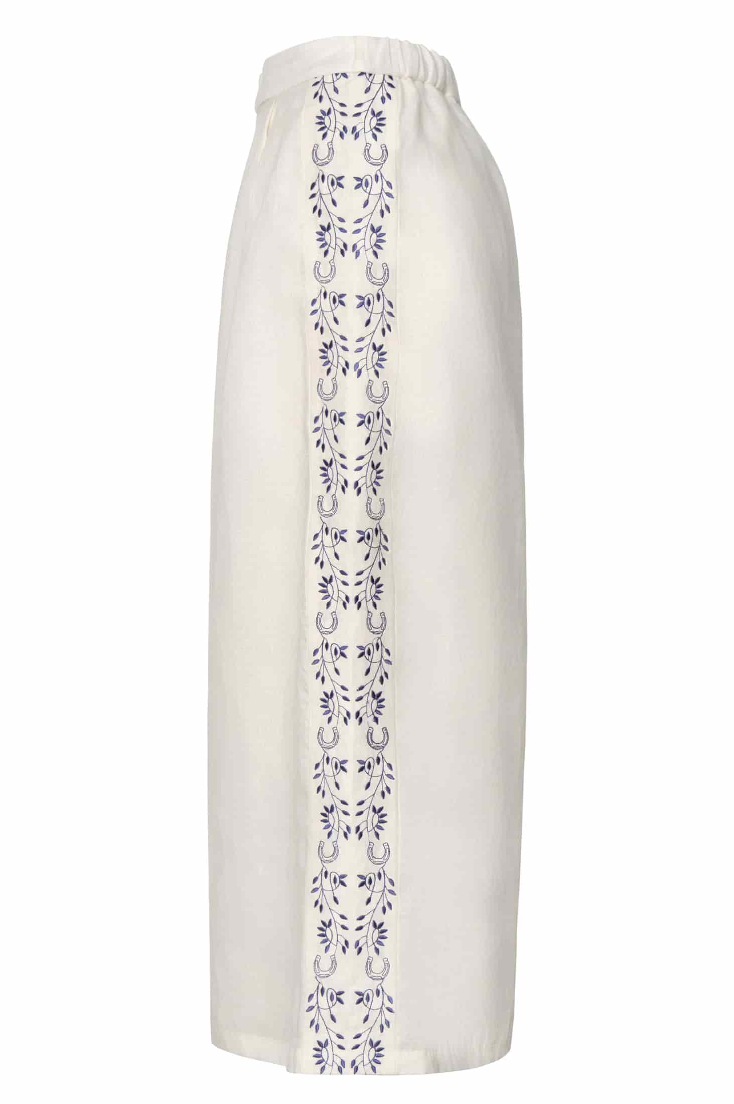 Jared Linen Capri Pants / Ivory Blue Horseshoes - miniatura 3