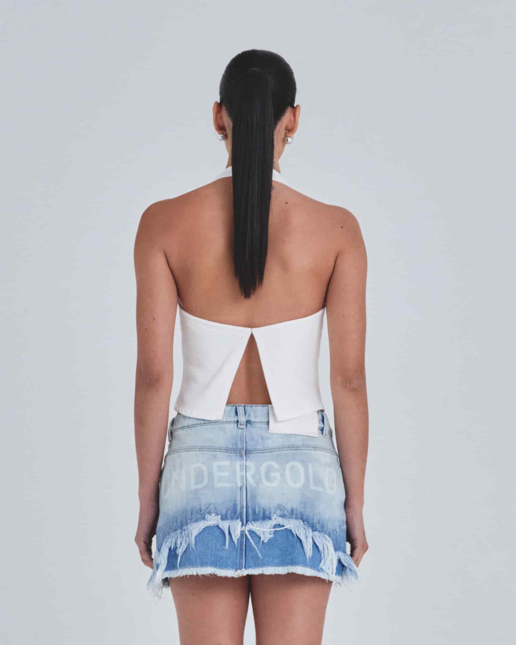 W Basics Rhinestone Top Vest White - miniatura 7