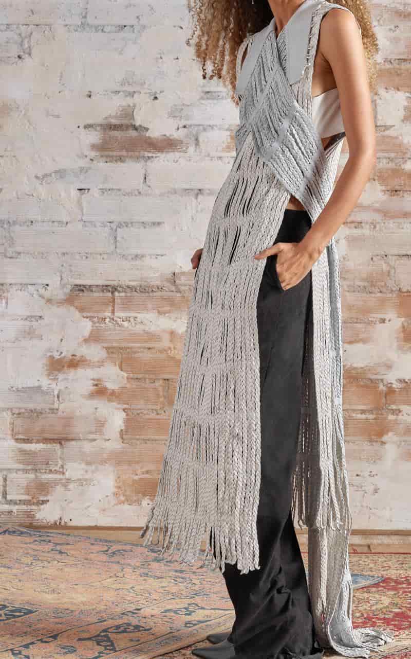 BARBALO WHITE BRAIDED LEATHER OVERLAY - miniatura 2