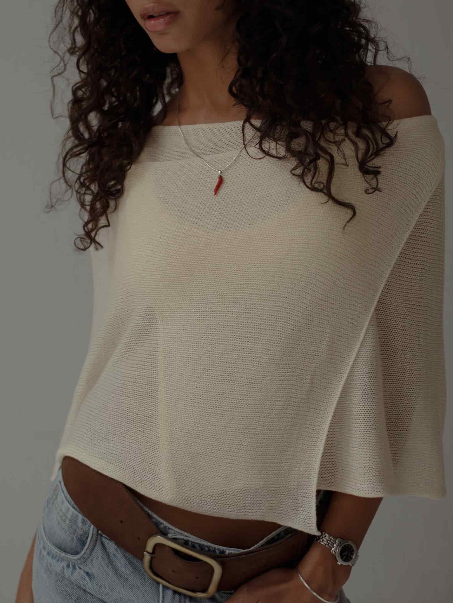 KNIT PONCHO - VANILLA - miniatura 10