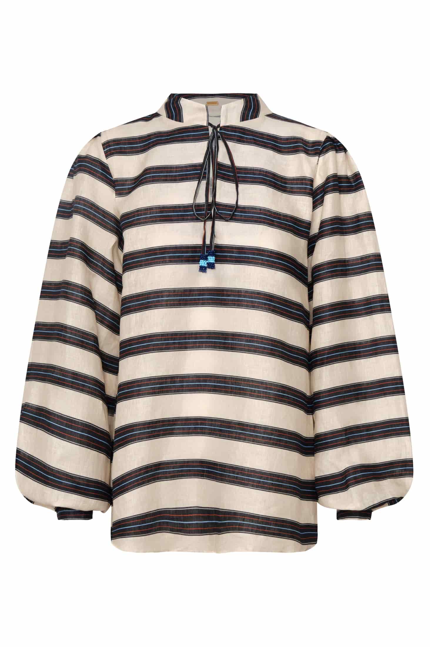 Las Rosas Linen Shirt / Navy Stripes - miniatura 1