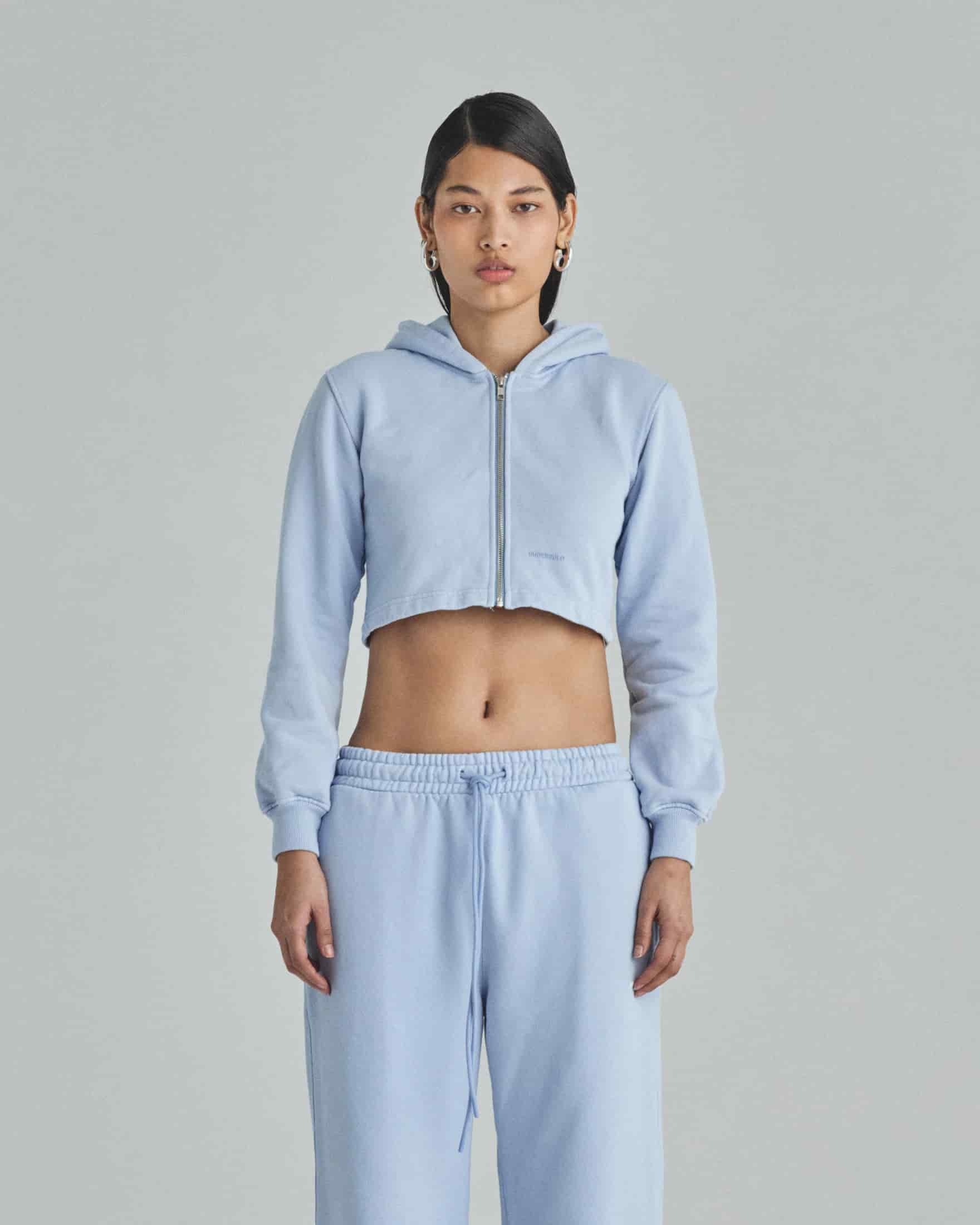 W Basics Undergold Zip Up Slim Fit Hoodie Light Blue - miniatura 2