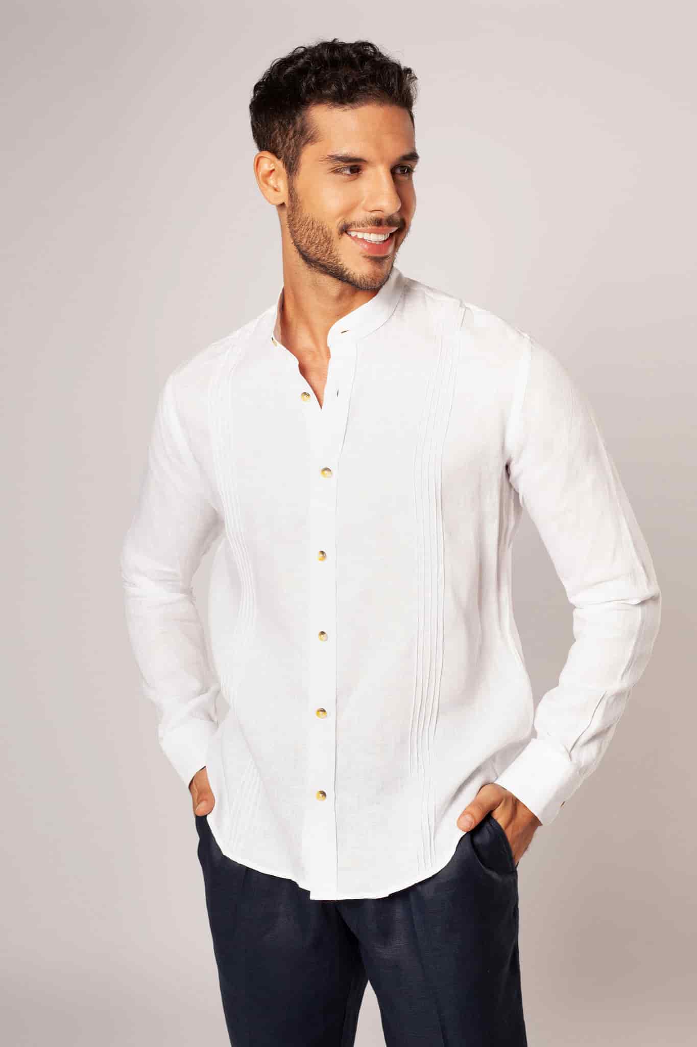 Guayabera 100% Lino Cuello Nerú - miniatura 1