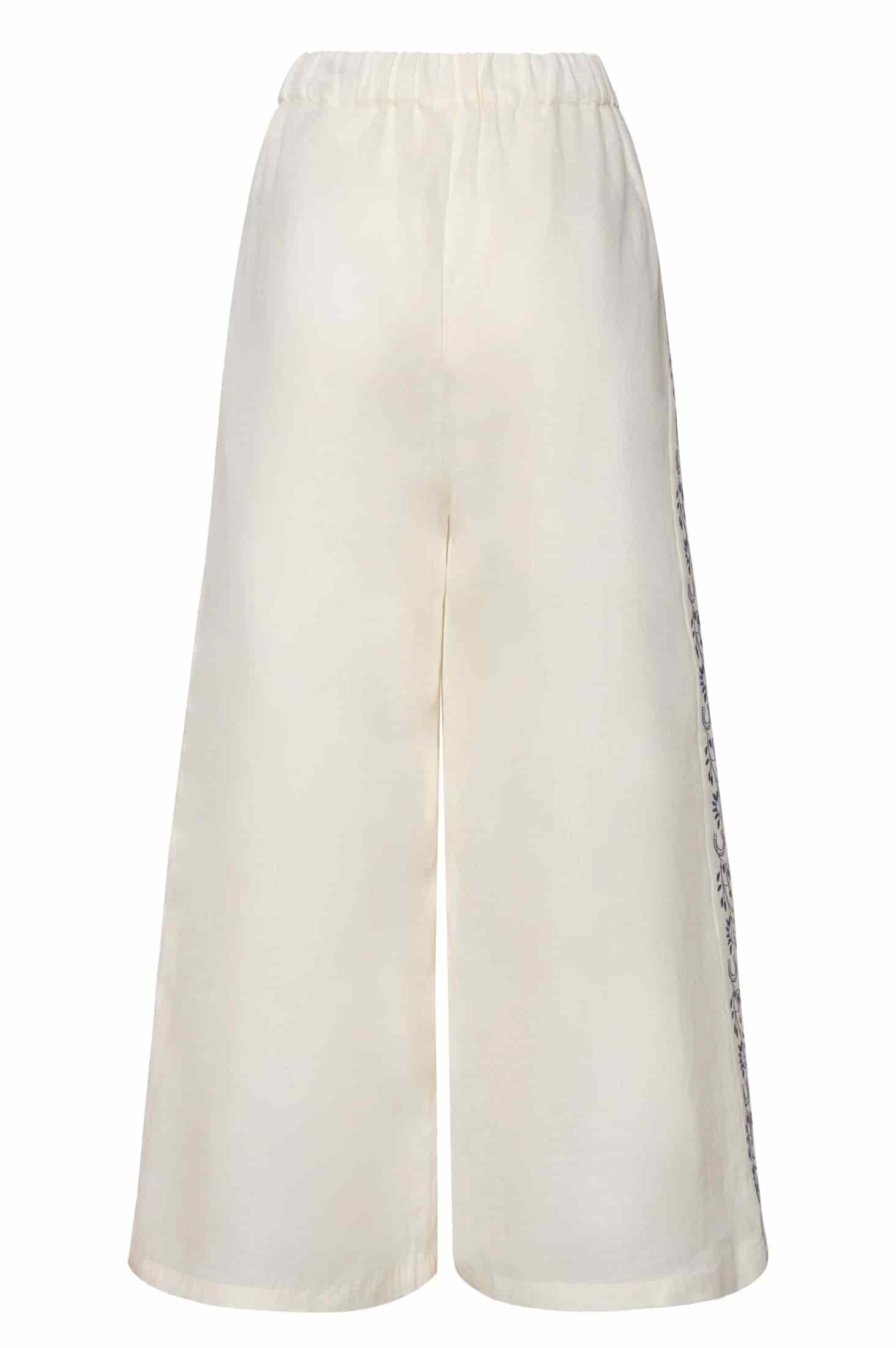 Jared Linen Capri Pants / Ivory Blue Horseshoes - miniatura 4