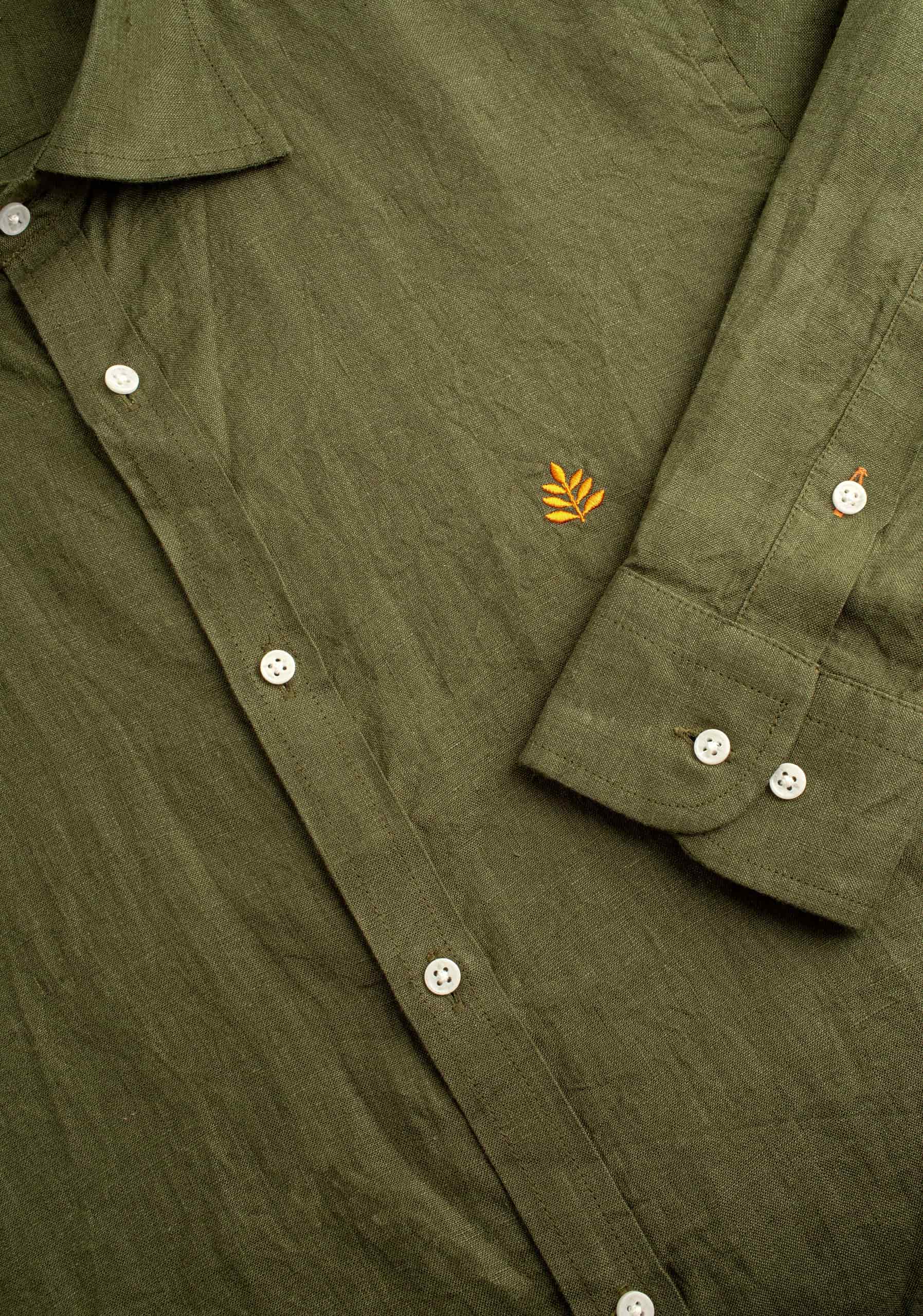 Camisa H CI Lino L-Ter Verde Olive - miniatura 3