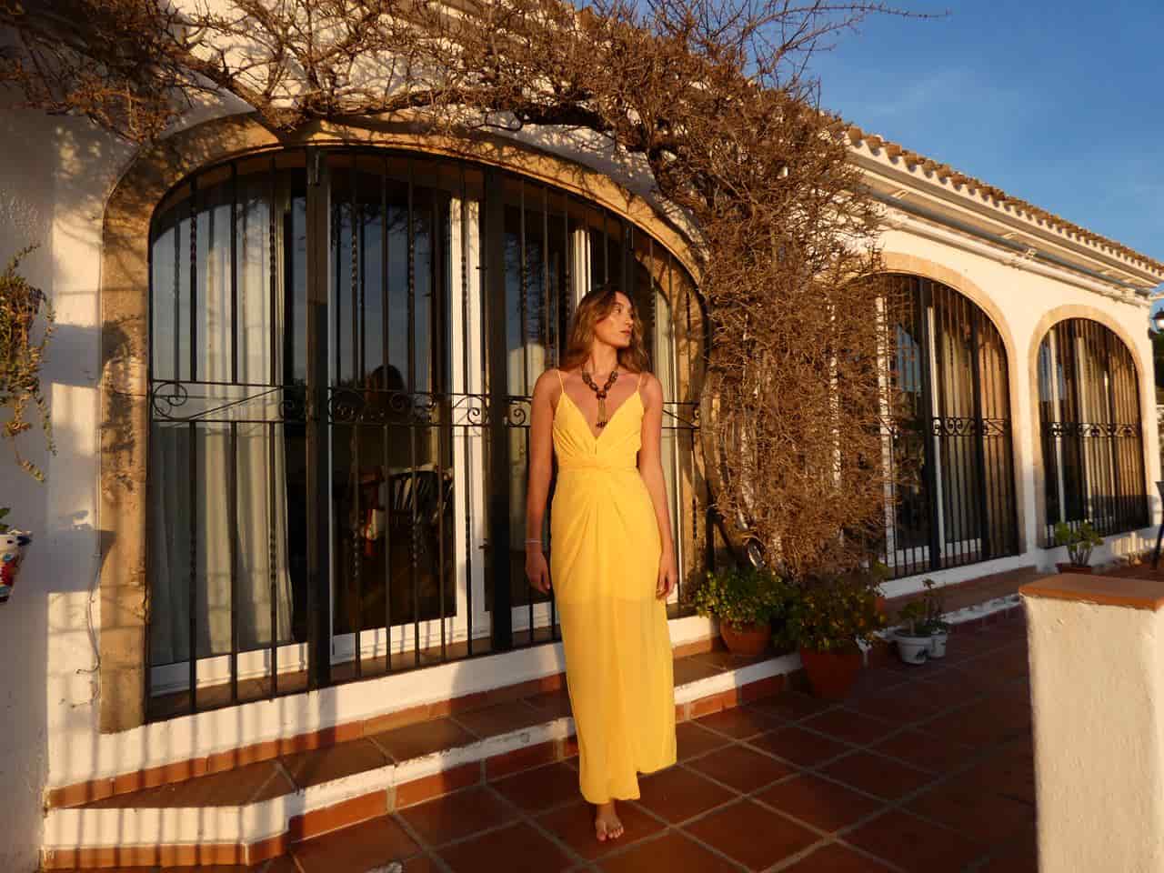 Macarena Silk Midi Dress / Yellow - miniatura 4