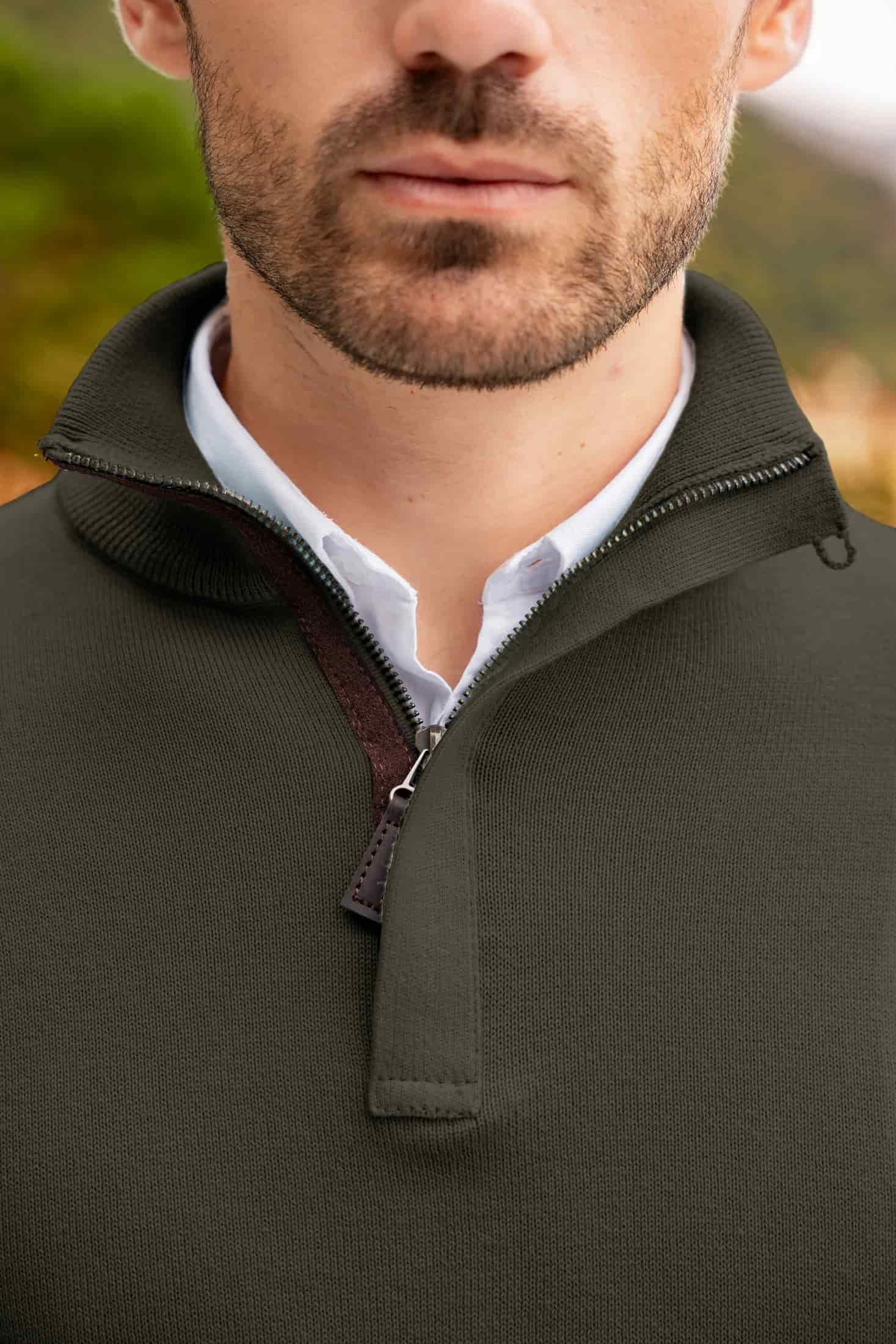 Suéter Halfzip Tesino Leggero Hombre Verde Militar - miniatura 2