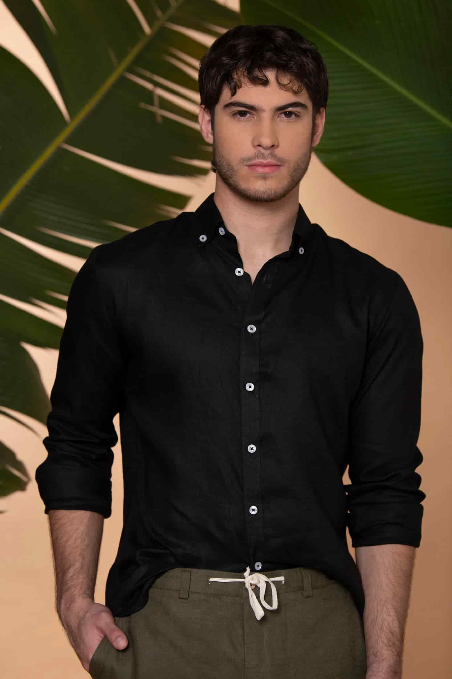 Camisa Sirocco Lino Negro - miniatura 6