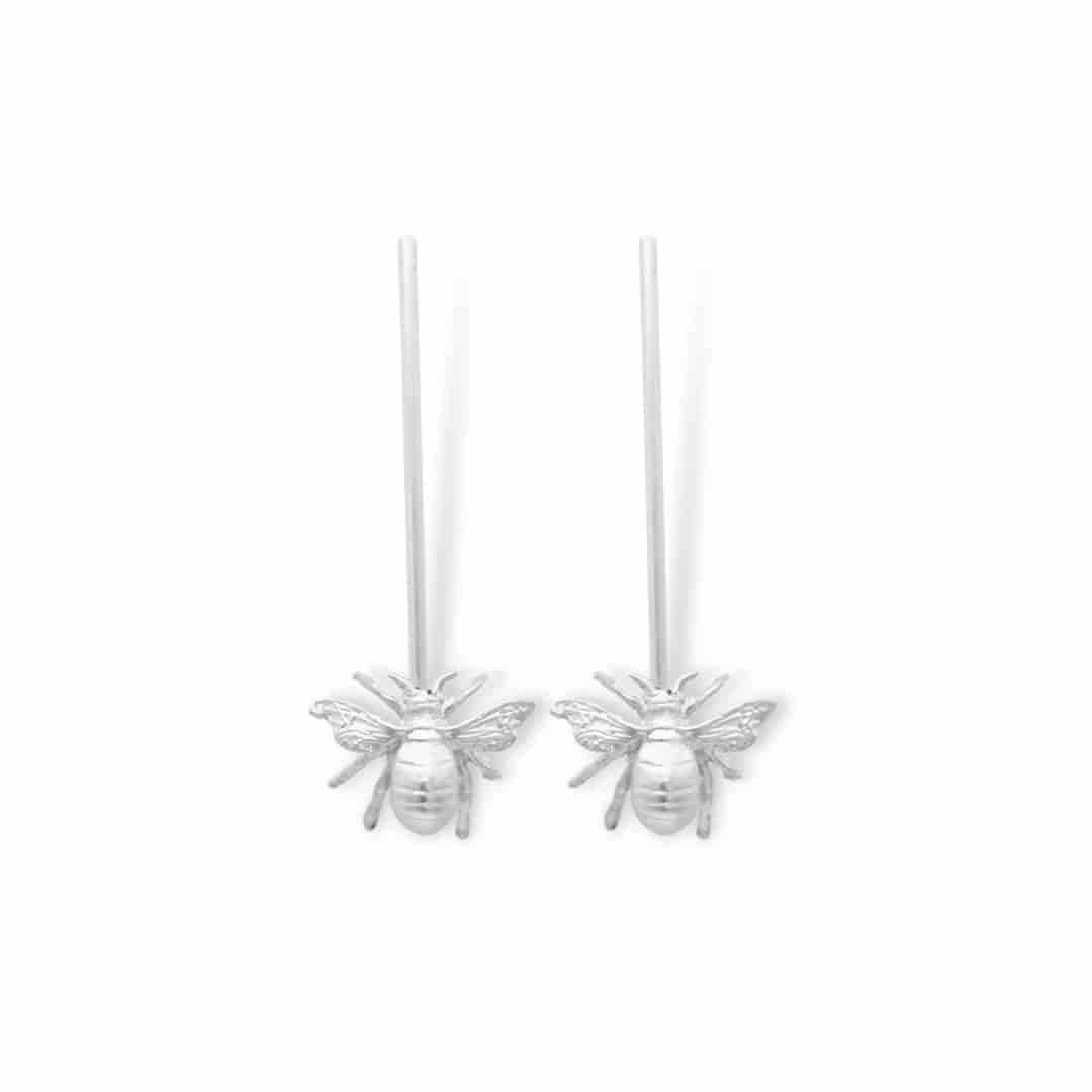 Aretes largos con abeja pequeña - miniatura 2
